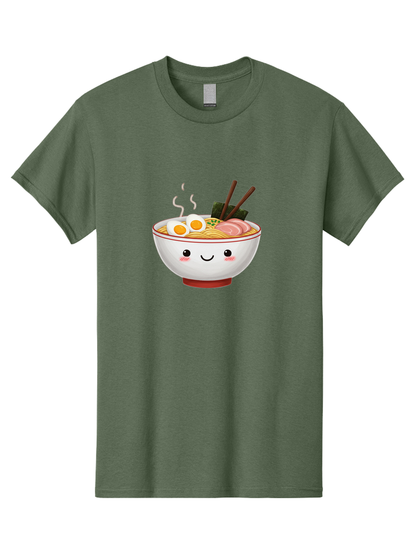 Ramen-2 Men'S Graphic Tee, 100% Cotton, Comfortable Casual Summer Wear, Machine Washable, Steaming Hot Ramen, Cartoon Bowl, Noodles, Eggs, Meat Slices, Seaweed, Chopsticks, Adorable, Kawaii, Japanese Cuisine, Foodie Art, Cute Character Bae699