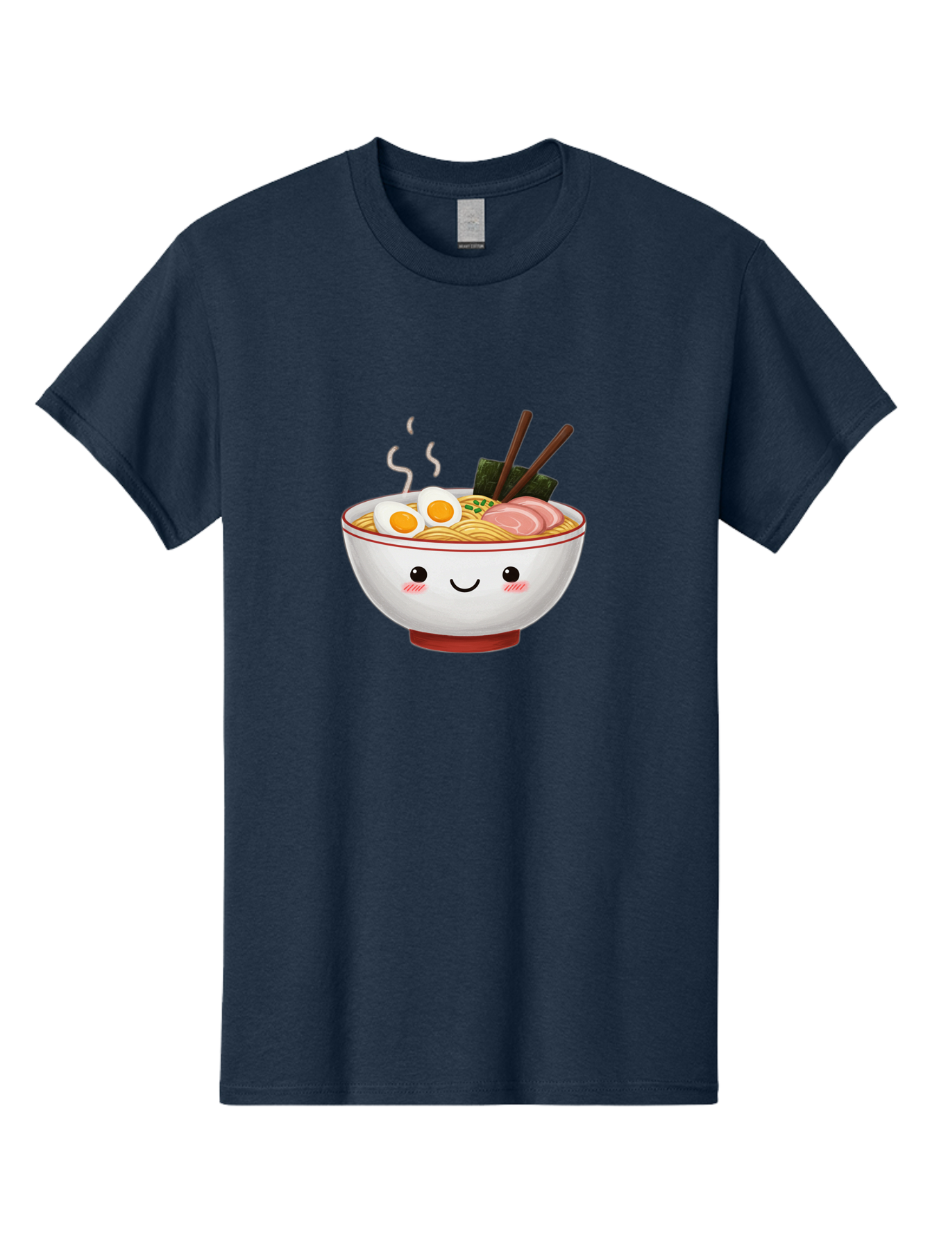 Ramen-2 Men'S Graphic Tee, 100% Cotton, Comfortable Casual Summer Wear, Machine Washable, Steaming Hot Ramen, Cartoon Bowl, Noodles, Eggs, Meat Slices, Seaweed, Chopsticks, Adorable, Kawaii, Japanese Cuisine, Foodie Art, Cute Character Bae699