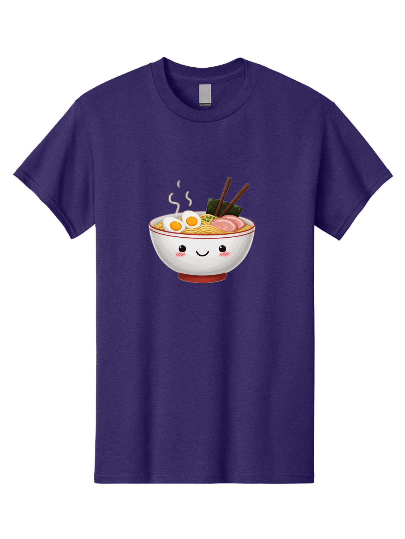 Ramen-2 Men'S Graphic Tee, 100% Cotton, Comfortable Casual Summer Wear, Machine Washable, Steaming Hot Ramen, Cartoon Bowl, Noodles, Eggs, Meat Slices, Seaweed, Chopsticks, Adorable, Kawaii, Japanese Cuisine, Foodie Art, Cute Character Bae699