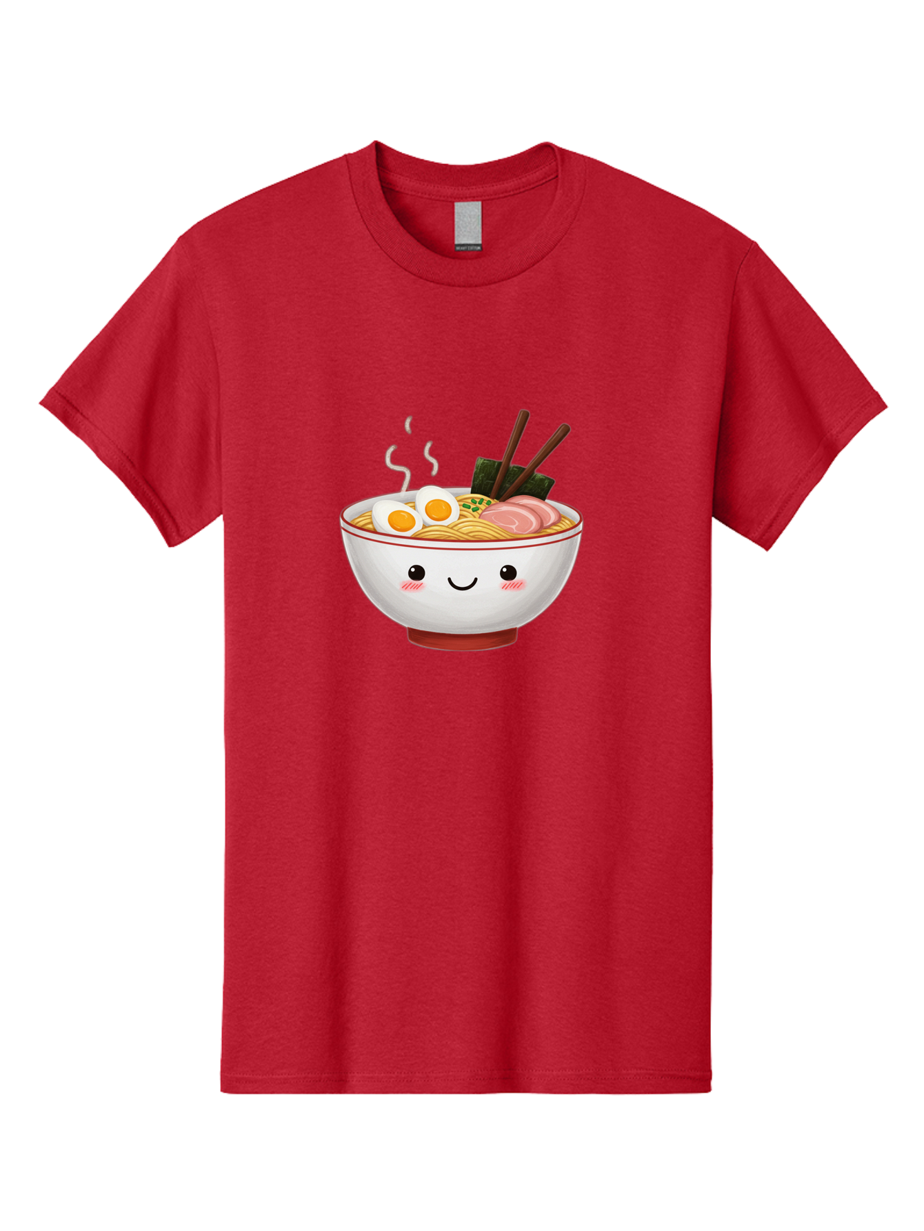 Ramen-2 Men'S Graphic Tee, 100% Cotton, Comfortable Casual Summer Wear, Machine Washable, Steaming Hot Ramen, Cartoon Bowl, Noodles, Eggs, Meat Slices, Seaweed, Chopsticks, Adorable, Kawaii, Japanese Cuisine, Foodie Art, Cute Character Bae699