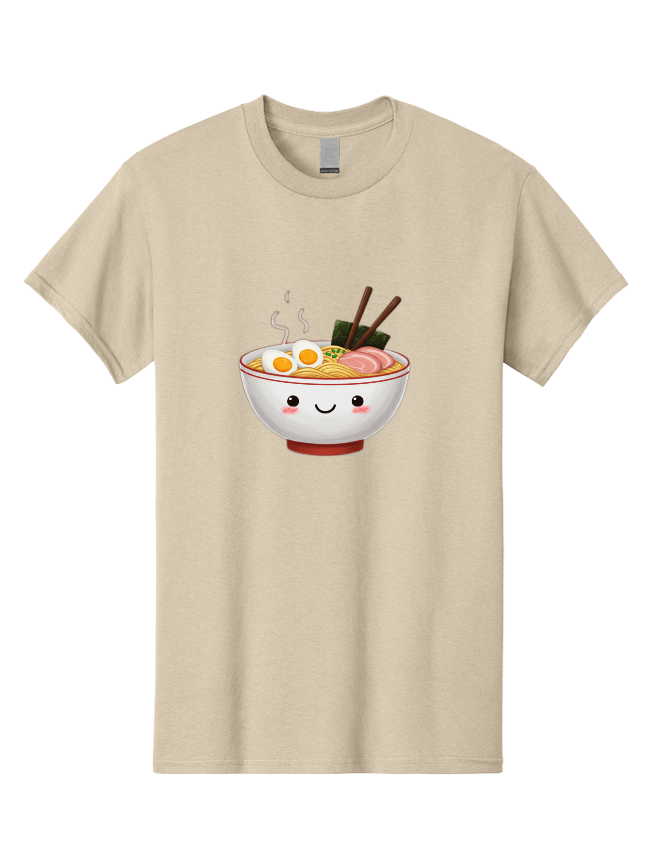 Ramen-2 Men'S Graphic Tee, 100% Cotton, Comfortable Casual Summer Wear, Machine Washable, Steaming Hot Ramen, Cartoon Bowl, Noodles, Eggs, Meat Slices, Seaweed, Chopsticks, Adorable, Kawaii, Japanese Cuisine, Foodie Art, Cute Character Bae699