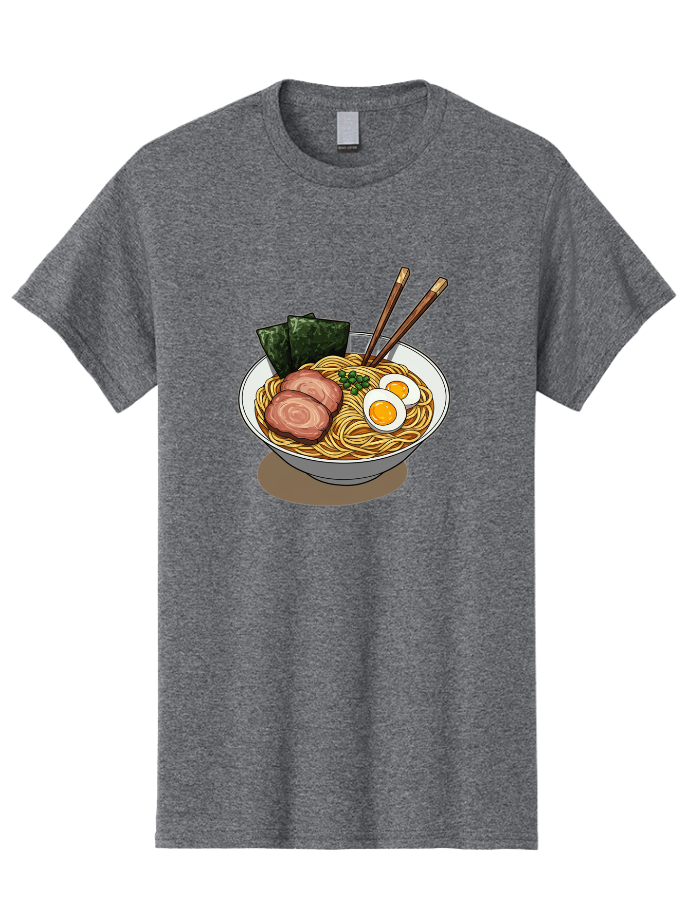 Ramen-3 Men'S Graphic Tee, 100% Cotton, Comfortable Casual Summer Wear, Machine Washable, Ramen Noodles, Sliced Pork, Boiled Egg, Seaweed, Chopsticks, Oriental Cuisine, Japanese Food, Savory Meal, Noodle Soup, Appetizing Dish Bae700