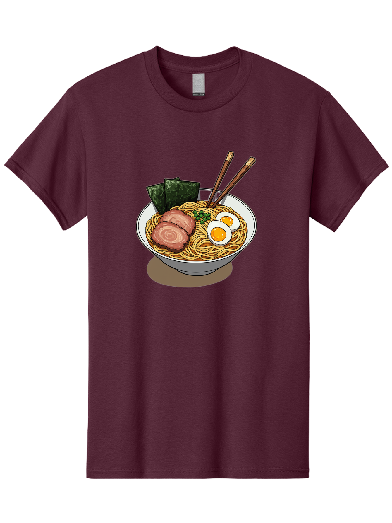 Ramen-3 Men'S Graphic Tee, 100% Cotton, Comfortable Casual Summer Wear, Machine Washable, Ramen Noodles, Sliced Pork, Boiled Egg, Seaweed, Chopsticks, Oriental Cuisine, Japanese Food, Savory Meal, Noodle Soup, Appetizing Dish Bae700