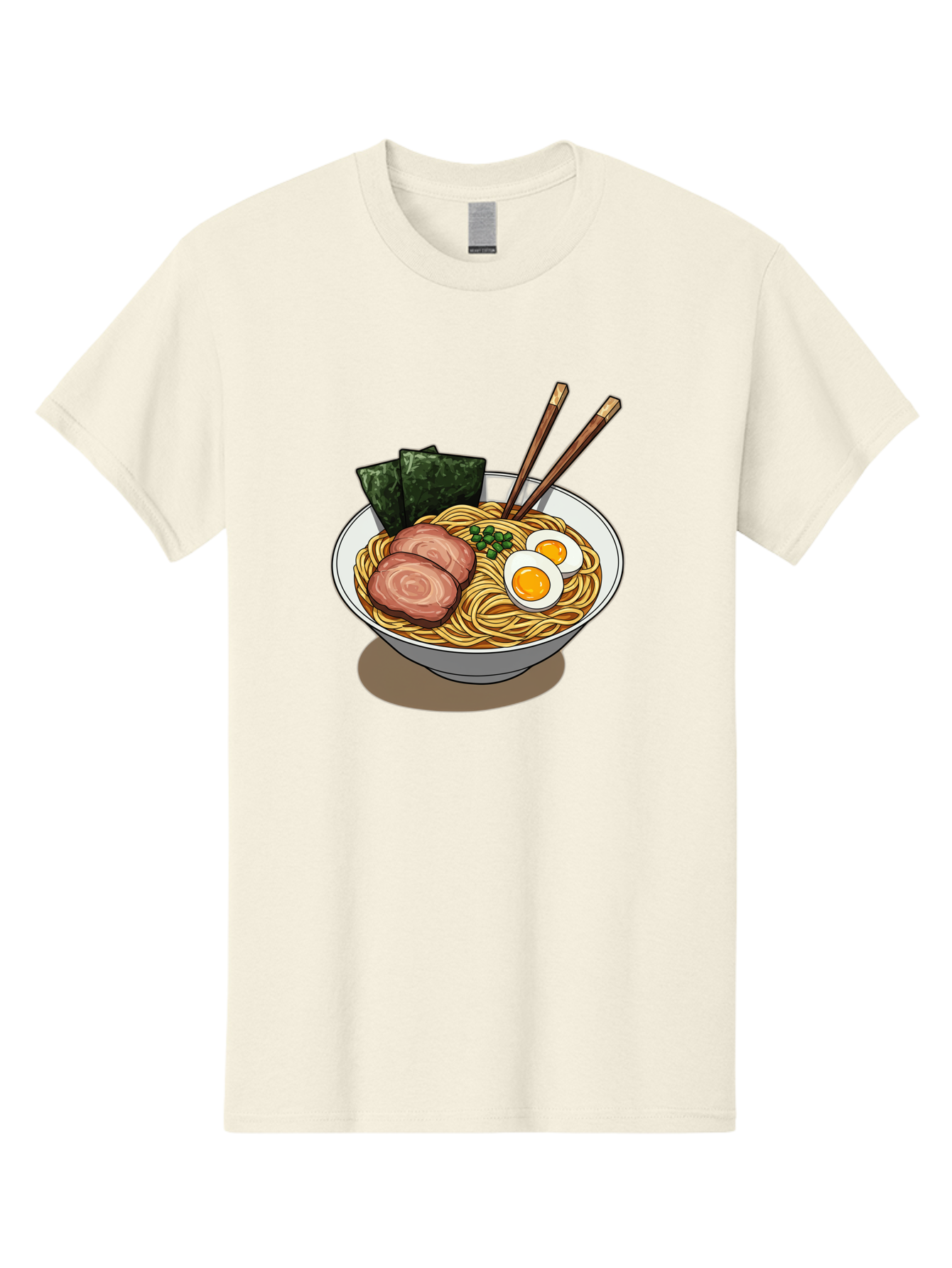 Ramen-3 Men'S Graphic Tee, 100% Cotton, Comfortable Casual Summer Wear, Machine Washable, Ramen Noodles, Sliced Pork, Boiled Egg, Seaweed, Chopsticks, Oriental Cuisine, Japanese Food, Savory Meal, Noodle Soup, Appetizing Dish Bae700