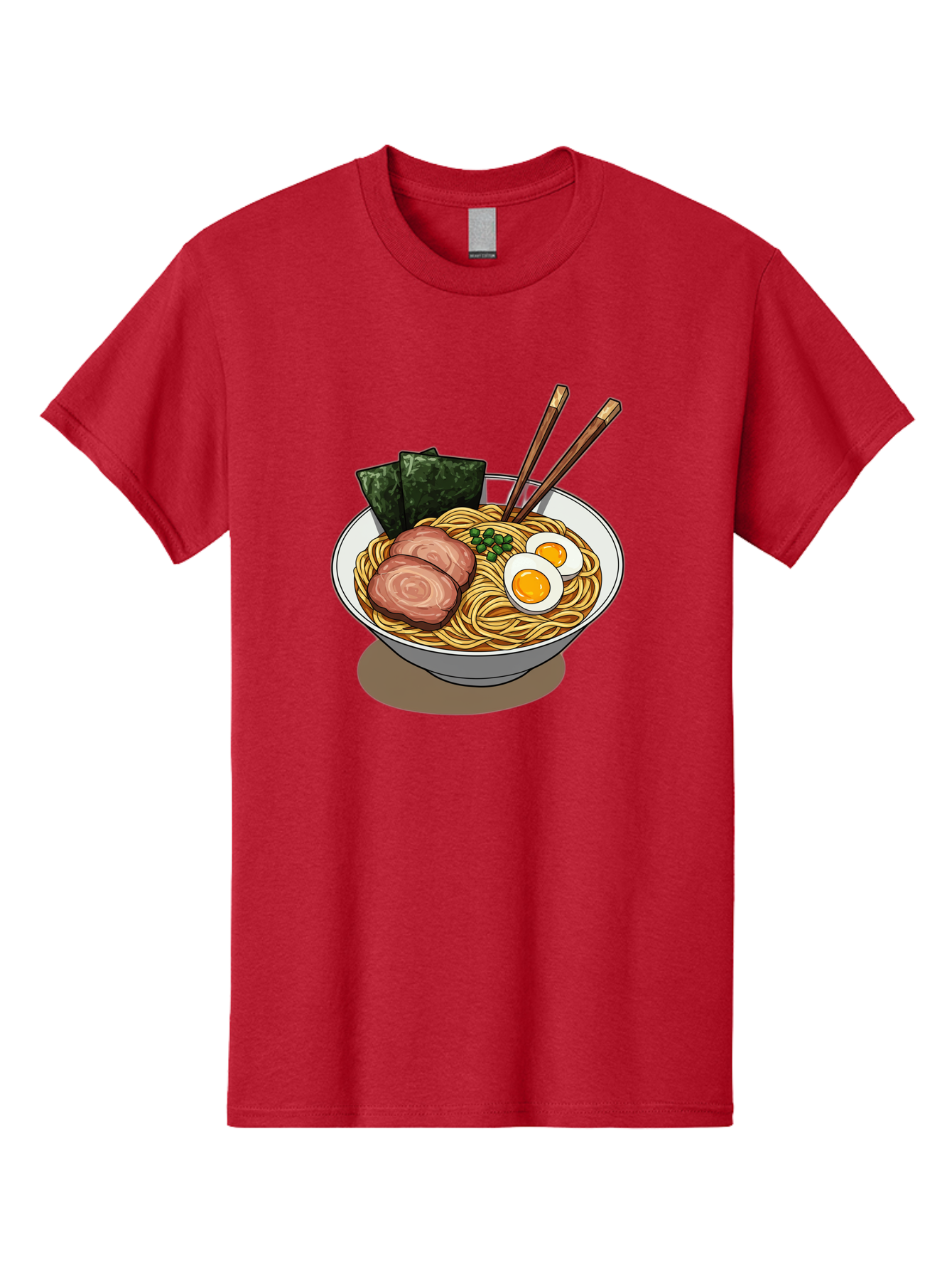 Ramen-3 Men'S Graphic Tee, 100% Cotton, Comfortable Casual Summer Wear, Machine Washable, Ramen Noodles, Sliced Pork, Boiled Egg, Seaweed, Chopsticks, Oriental Cuisine, Japanese Food, Savory Meal, Noodle Soup, Appetizing Dish Bae700