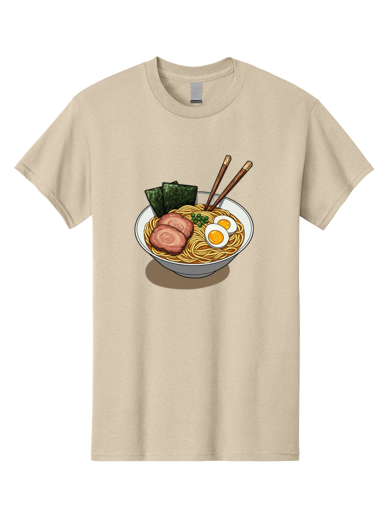 Ramen-3 Men'S Graphic Tee, 100% Cotton, Comfortable Casual Summer Wear, Machine Washable, Ramen Noodles, Sliced Pork, Boiled Egg, Seaweed, Chopsticks, Oriental Cuisine, Japanese Food, Savory Meal, Noodle Soup, Appetizing Dish Bae700