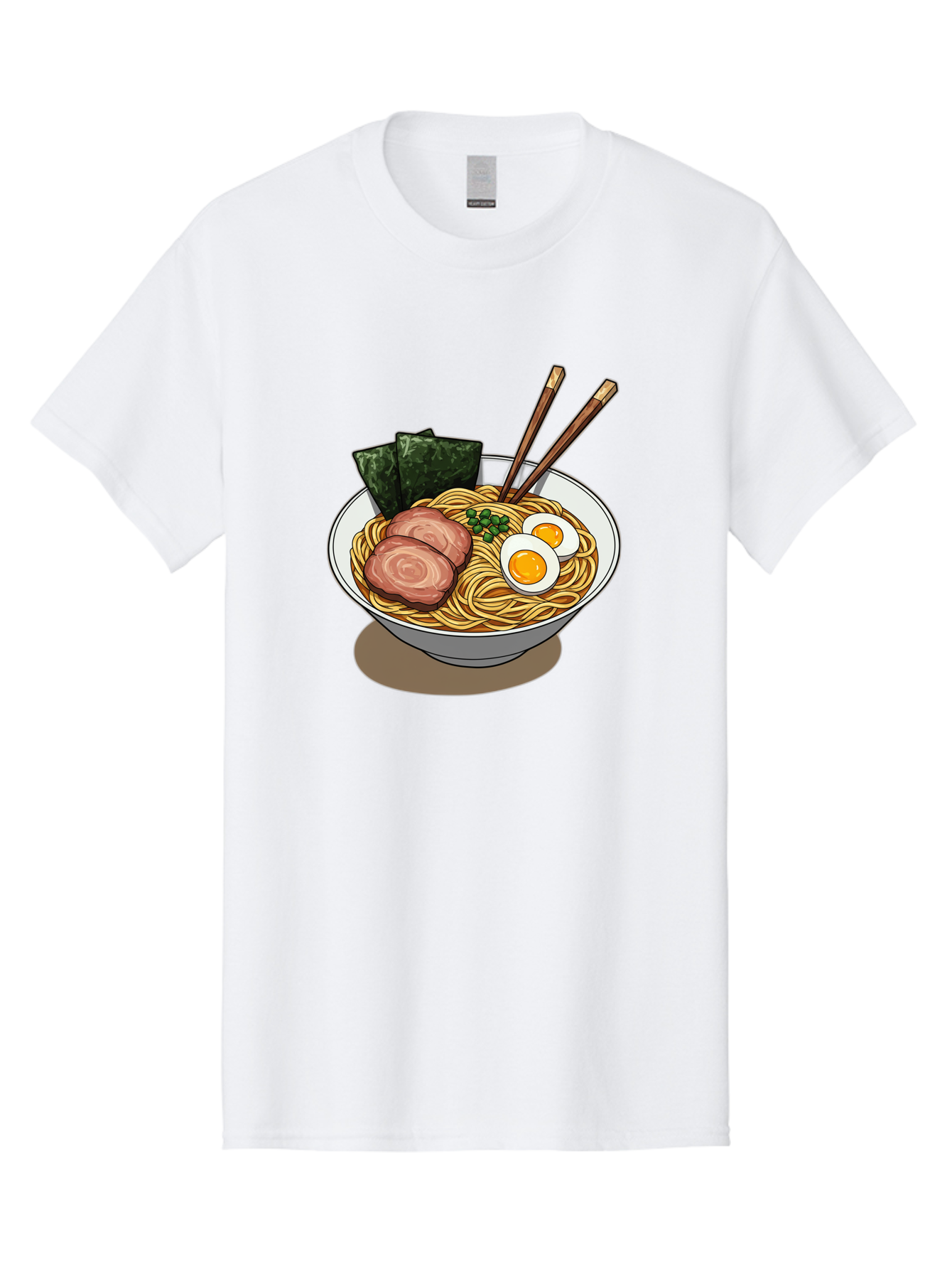 Ramen-3 Men'S Graphic Tee, 100% Cotton, Comfortable Casual Summer Wear, Machine Washable, Ramen Noodles, Sliced Pork, Boiled Egg, Seaweed, Chopsticks, Oriental Cuisine, Japanese Food, Savory Meal, Noodle Soup, Appetizing Dish Bae700