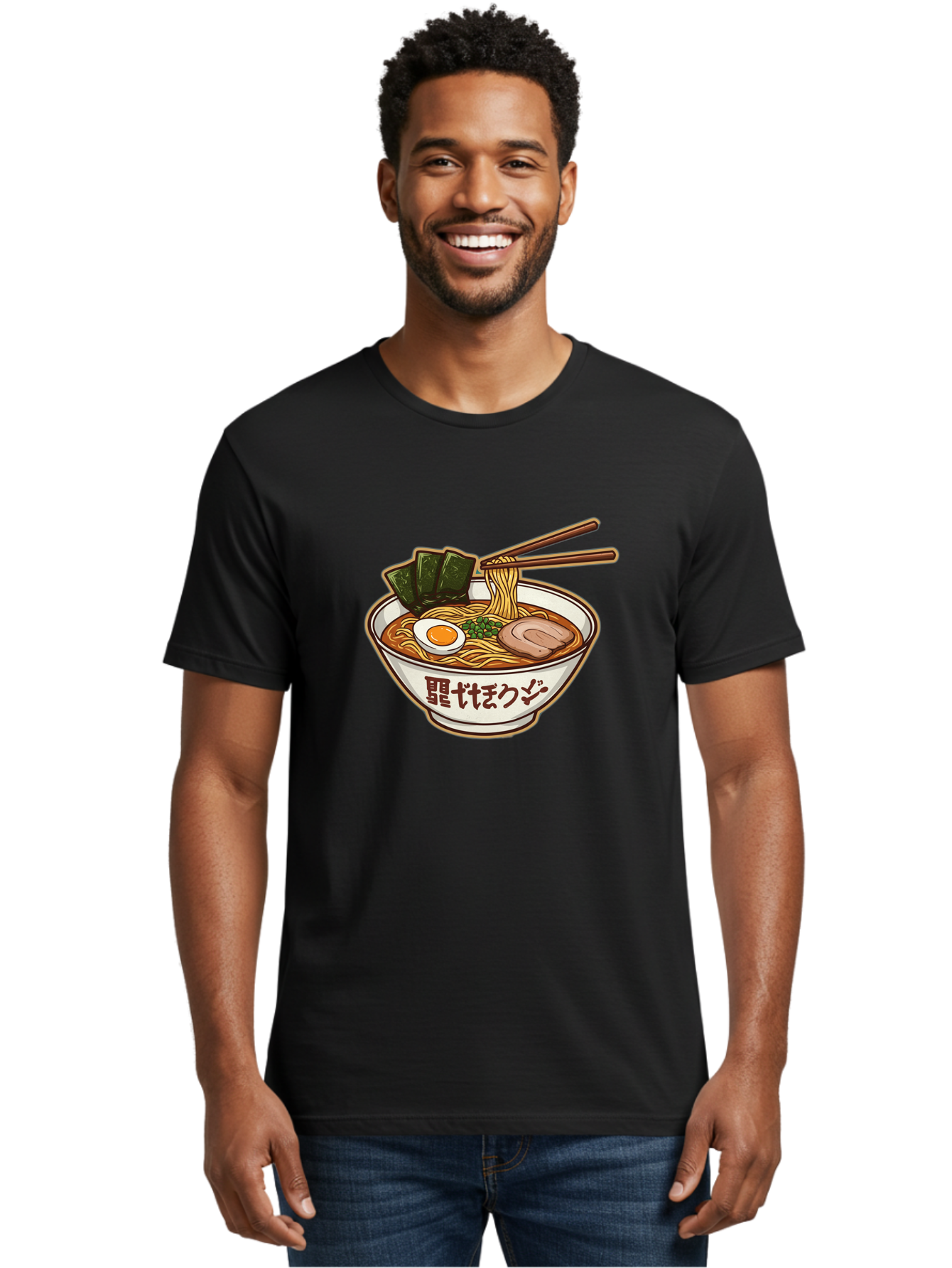 Ramen-5 Men'S Graphic Tee, 100% Cotton, Comfortable Casual Summer Wear, Machine Washable, Japanese Ramen, Savory Noodle Soup, Pork Slice, Soft-Boiled Egg, Green Onions, Seaweed, Chopsticks, Asian Cuisine, Comfort Food, Delicious Meal Bae702