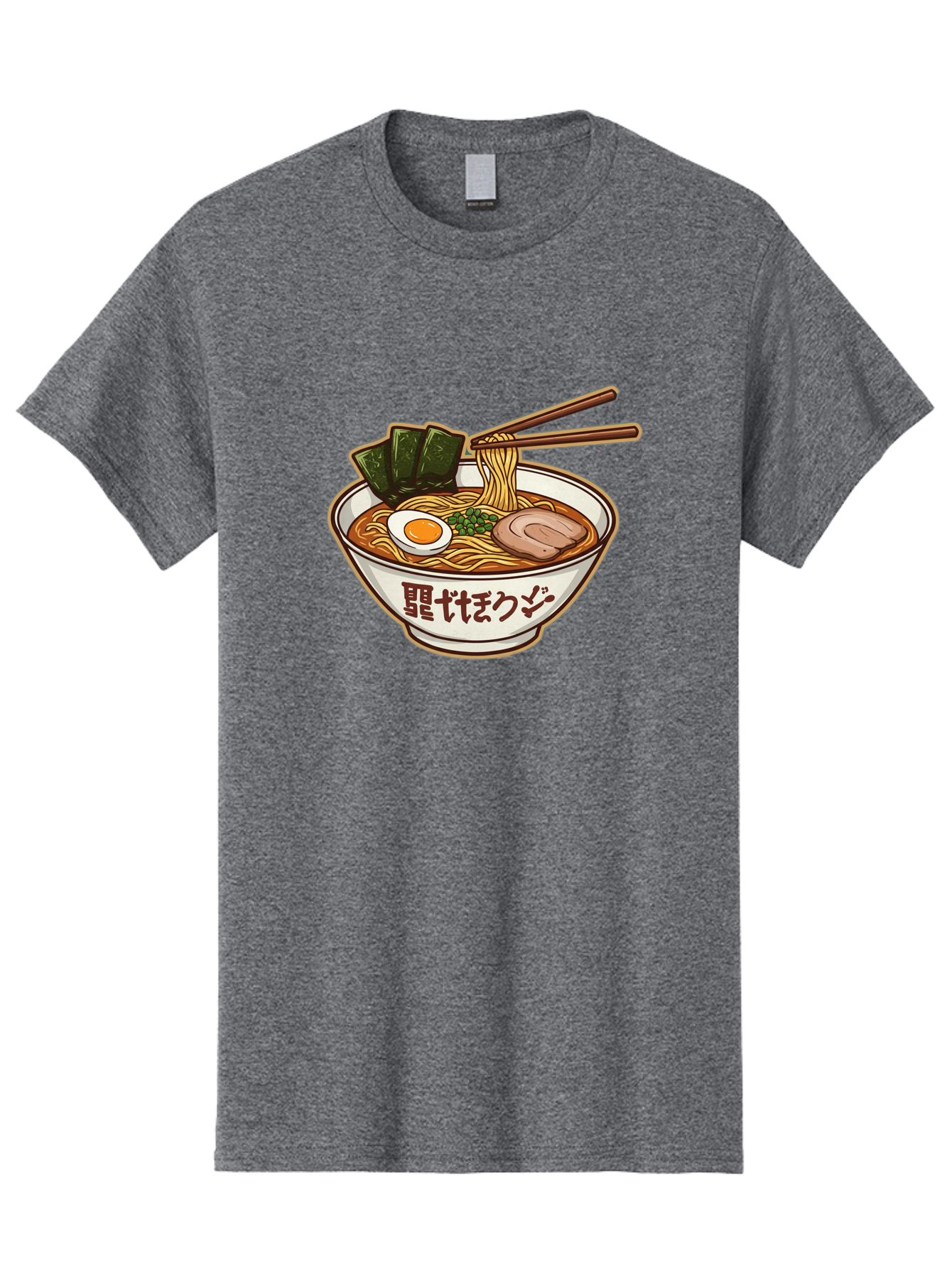 Ramen-5 Men'S Graphic Tee, 100% Cotton, Comfortable Casual Summer Wear, Machine Washable, Japanese Ramen, Savory Noodle Soup, Pork Slice, Soft-Boiled Egg, Green Onions, Seaweed, Chopsticks, Asian Cuisine, Comfort Food, Delicious Meal Bae702