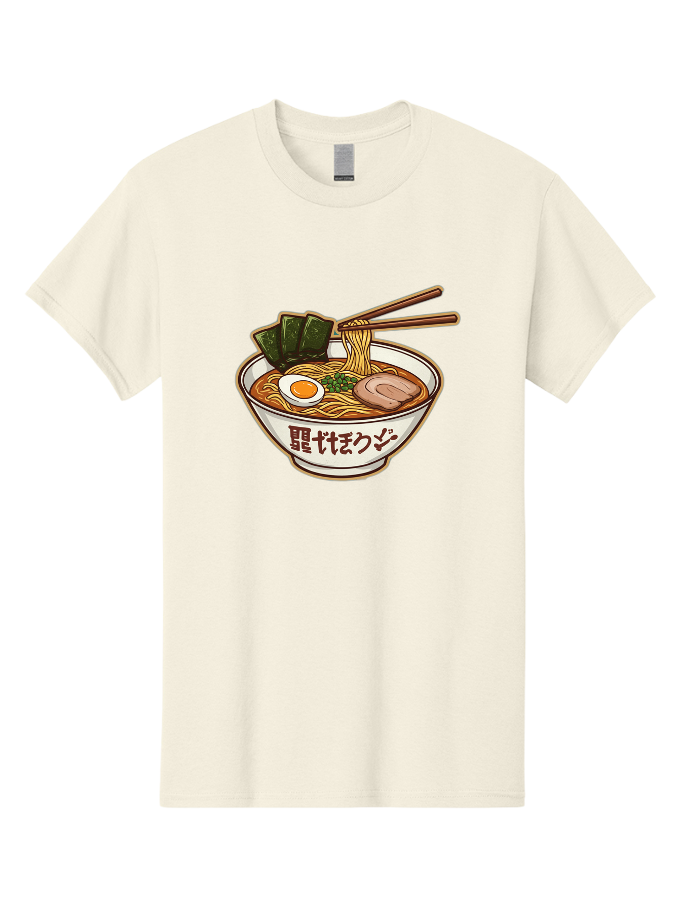 Ramen-5 Men'S Graphic Tee, 100% Cotton, Comfortable Casual Summer Wear, Machine Washable, Japanese Ramen, Savory Noodle Soup, Pork Slice, Soft-Boiled Egg, Green Onions, Seaweed, Chopsticks, Asian Cuisine, Comfort Food, Delicious Meal Bae702