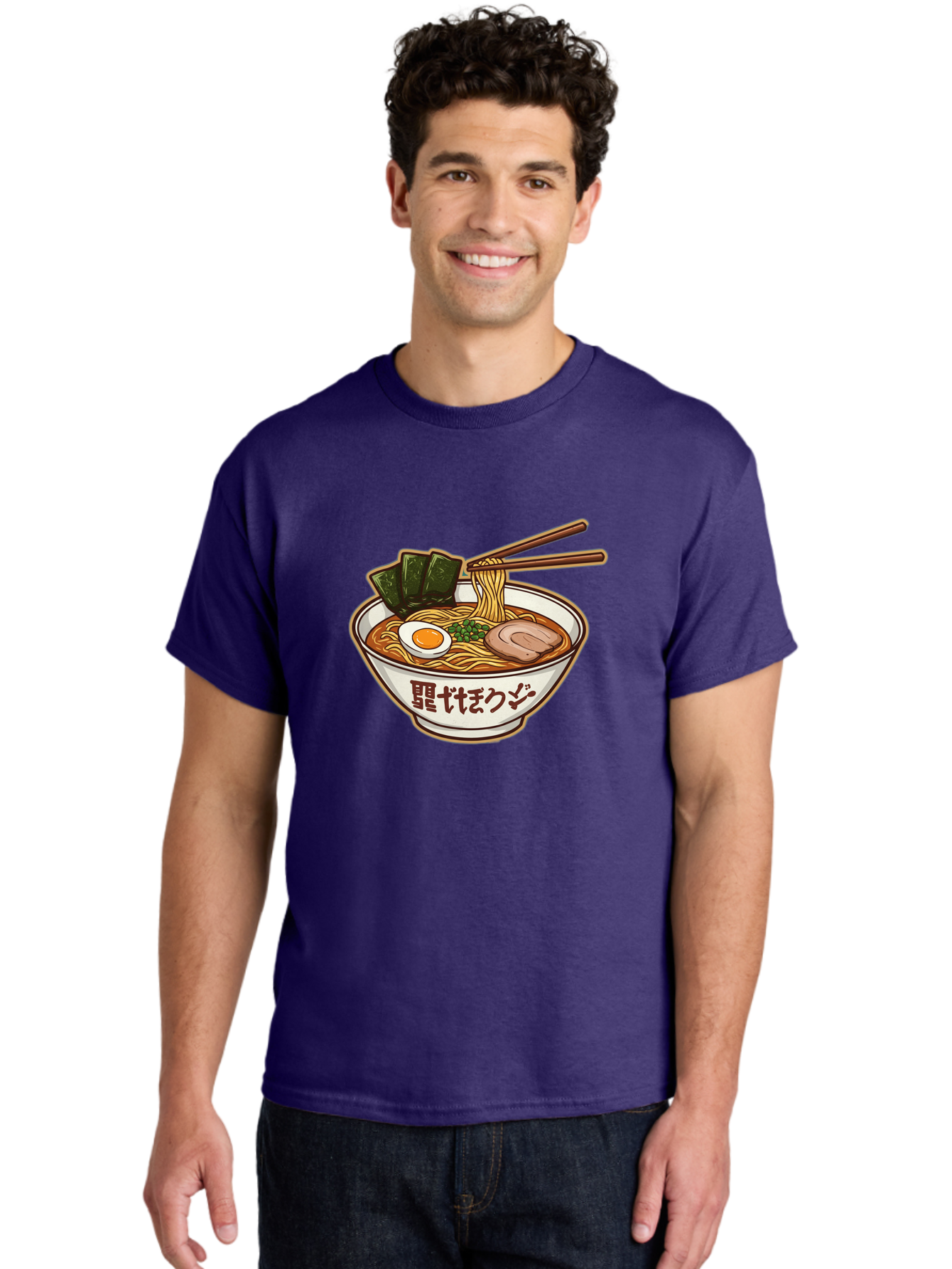 Ramen-5 Men'S Graphic Tee, 100% Cotton, Comfortable Casual Summer Wear, Machine Washable, Japanese Ramen, Savory Noodle Soup, Pork Slice, Soft-Boiled Egg, Green Onions, Seaweed, Chopsticks, Asian Cuisine, Comfort Food, Delicious Meal Bae702