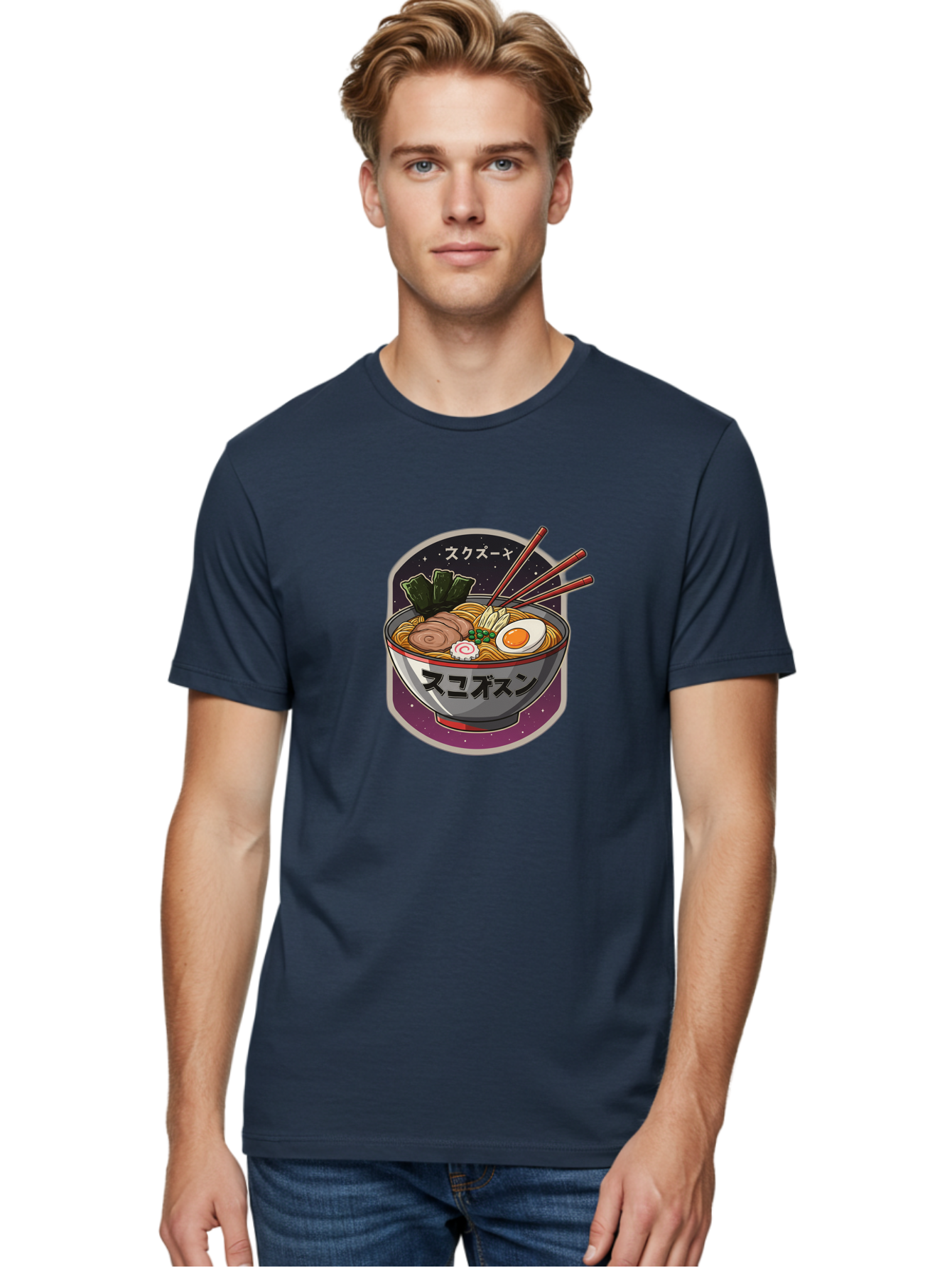Ramen-6 Men'S Graphic Tee, 100% Cotton, Comfortable Casual Summer Wear, Machine Washable, Steaming Bowl Of Ramen, Noodles, Sliced Pork, Boiled Egg, Green Onions, Seaweed, Chopsticks, Japanese Cuisine, Asian Food, Comfort Meal, Savory Flavors, Bae703