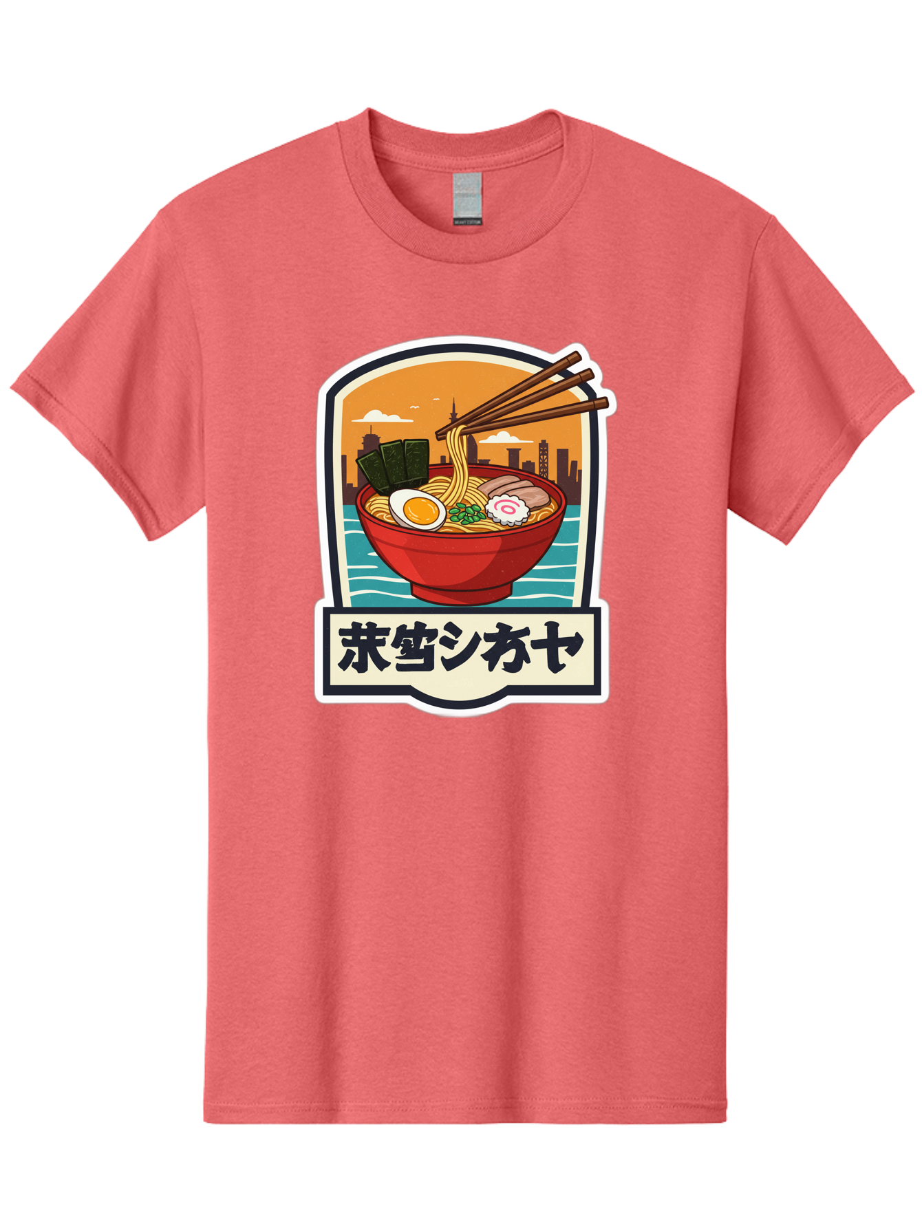Ramen-7 Men'S Graphic Tee, 100% Cotton, Comfortable Casual Summer Wear, Machine Washable, Steaming Bowl Of Ramen, Japanese Noodles, Savory Broth, Egg, Pork Slices, Seaweed, Chopsticks, Cityscape, ?????? Bae704