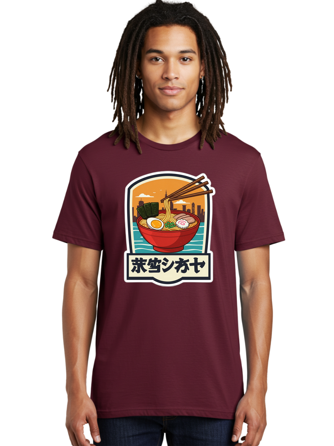 Ramen-7 Men'S Graphic Tee, 100% Cotton, Comfortable Casual Summer Wear, Machine Washable, Steaming Bowl Of Ramen, Japanese Noodles, Savory Broth, Egg, Pork Slices, Seaweed, Chopsticks, Cityscape, ?????? Bae704