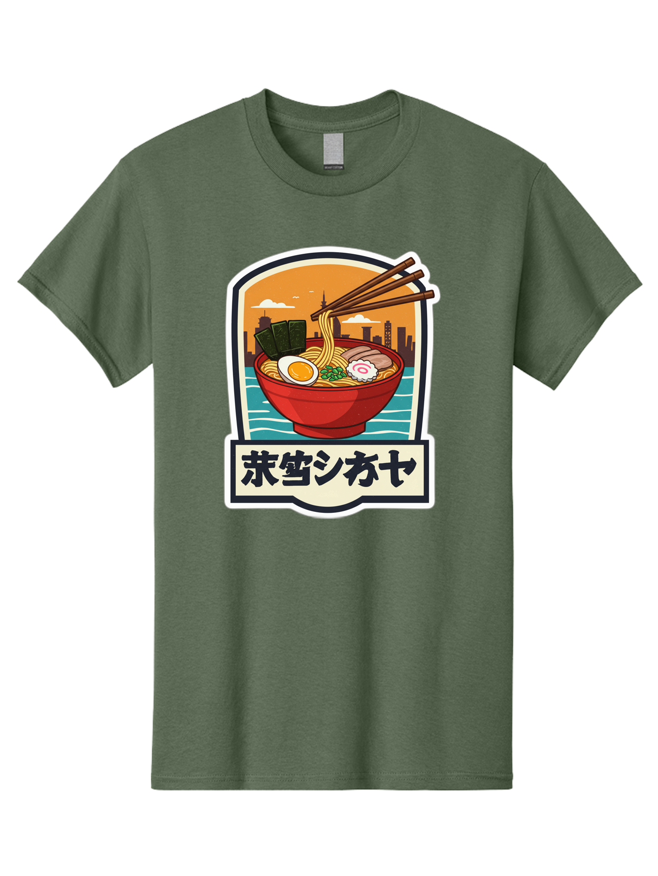Ramen-7 Men'S Graphic Tee, 100% Cotton, Comfortable Casual Summer Wear, Machine Washable, Steaming Bowl Of Ramen, Japanese Noodles, Savory Broth, Egg, Pork Slices, Seaweed, Chopsticks, Cityscape, ?????? Bae704