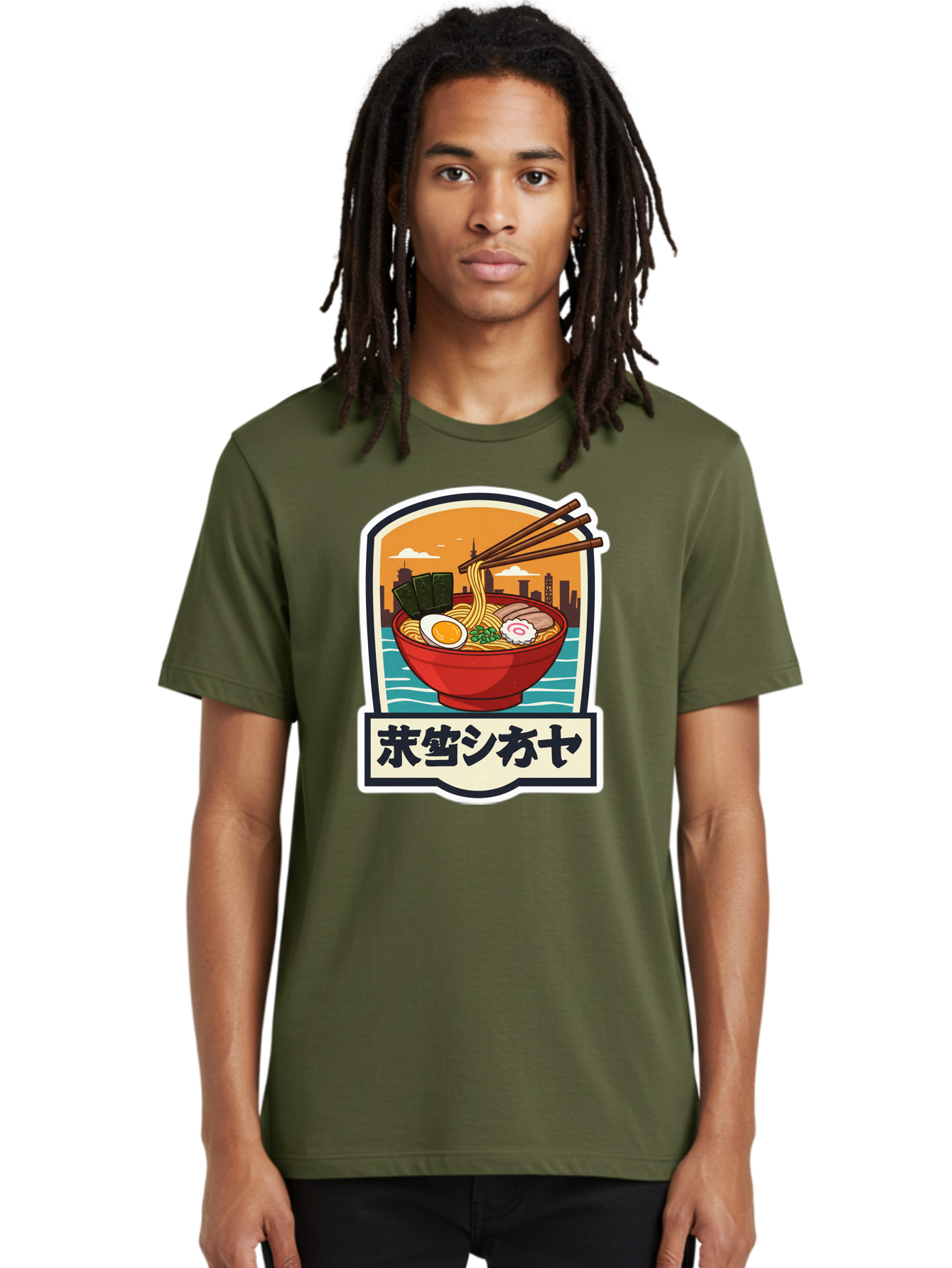 Ramen-7 Men'S Graphic Tee, 100% Cotton, Comfortable Casual Summer Wear, Machine Washable, Steaming Bowl Of Ramen, Japanese Noodles, Savory Broth, Egg, Pork Slices, Seaweed, Chopsticks, Cityscape, ?????? Bae704