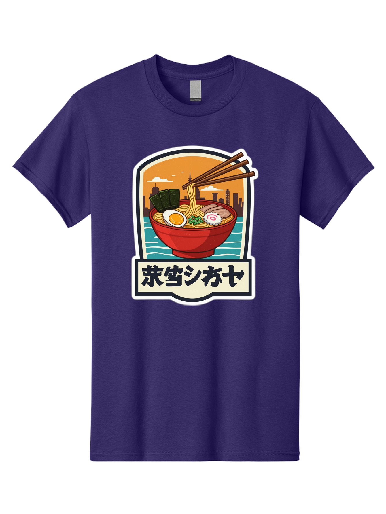 Ramen-7 Men'S Graphic Tee, 100% Cotton, Comfortable Casual Summer Wear, Machine Washable, Steaming Bowl Of Ramen, Japanese Noodles, Savory Broth, Egg, Pork Slices, Seaweed, Chopsticks, Cityscape, ?????? Bae704