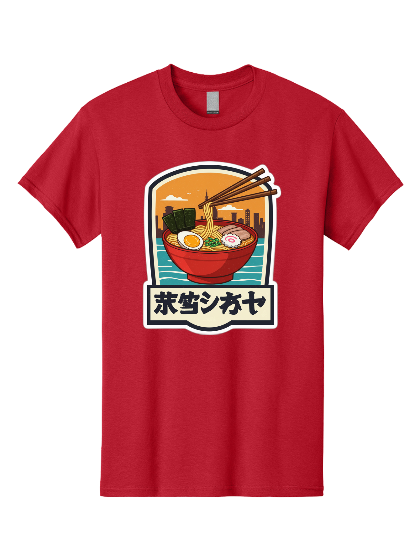 Ramen-7 Men'S Graphic Tee, 100% Cotton, Comfortable Casual Summer Wear, Machine Washable, Steaming Bowl Of Ramen, Japanese Noodles, Savory Broth, Egg, Pork Slices, Seaweed, Chopsticks, Cityscape, ?????? Bae704