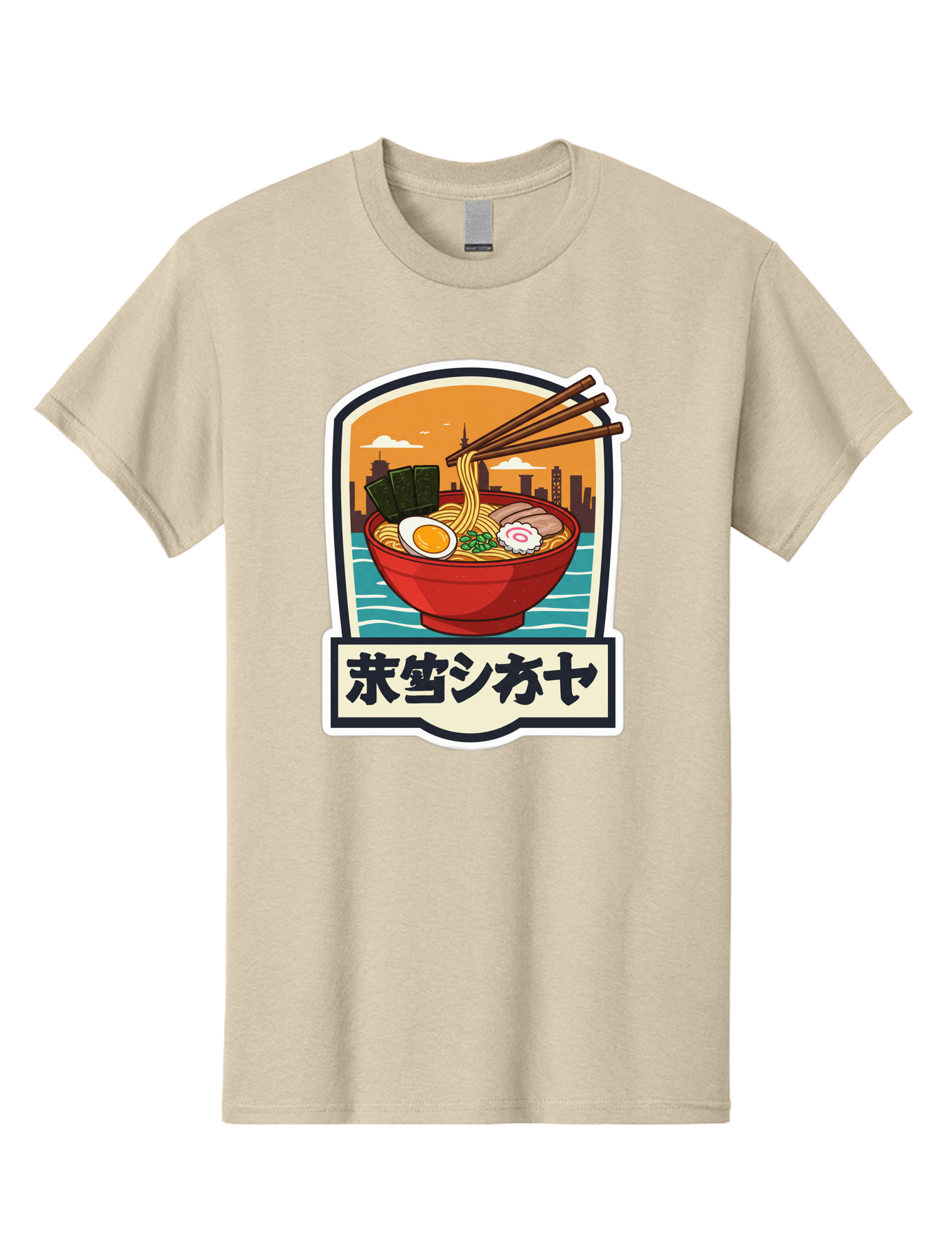 Ramen-7 Men'S Graphic Tee, 100% Cotton, Comfortable Casual Summer Wear, Machine Washable, Steaming Bowl Of Ramen, Japanese Noodles, Savory Broth, Egg, Pork Slices, Seaweed, Chopsticks, Cityscape, ?????? Bae704