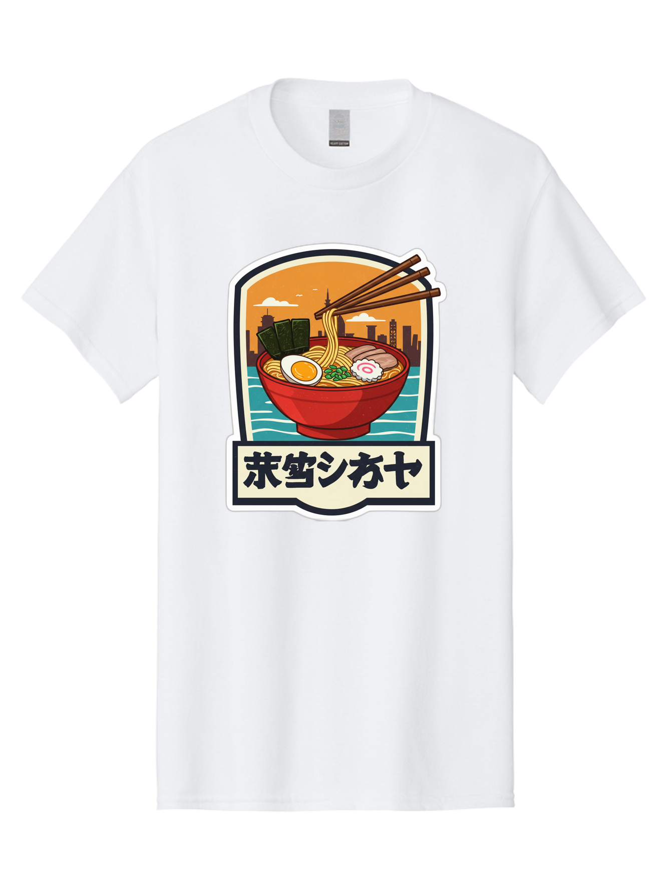 Ramen-7 Men'S Graphic Tee, 100% Cotton, Comfortable Casual Summer Wear, Machine Washable, Steaming Bowl Of Ramen, Japanese Noodles, Savory Broth, Egg, Pork Slices, Seaweed, Chopsticks, Cityscape, ?????? Bae704