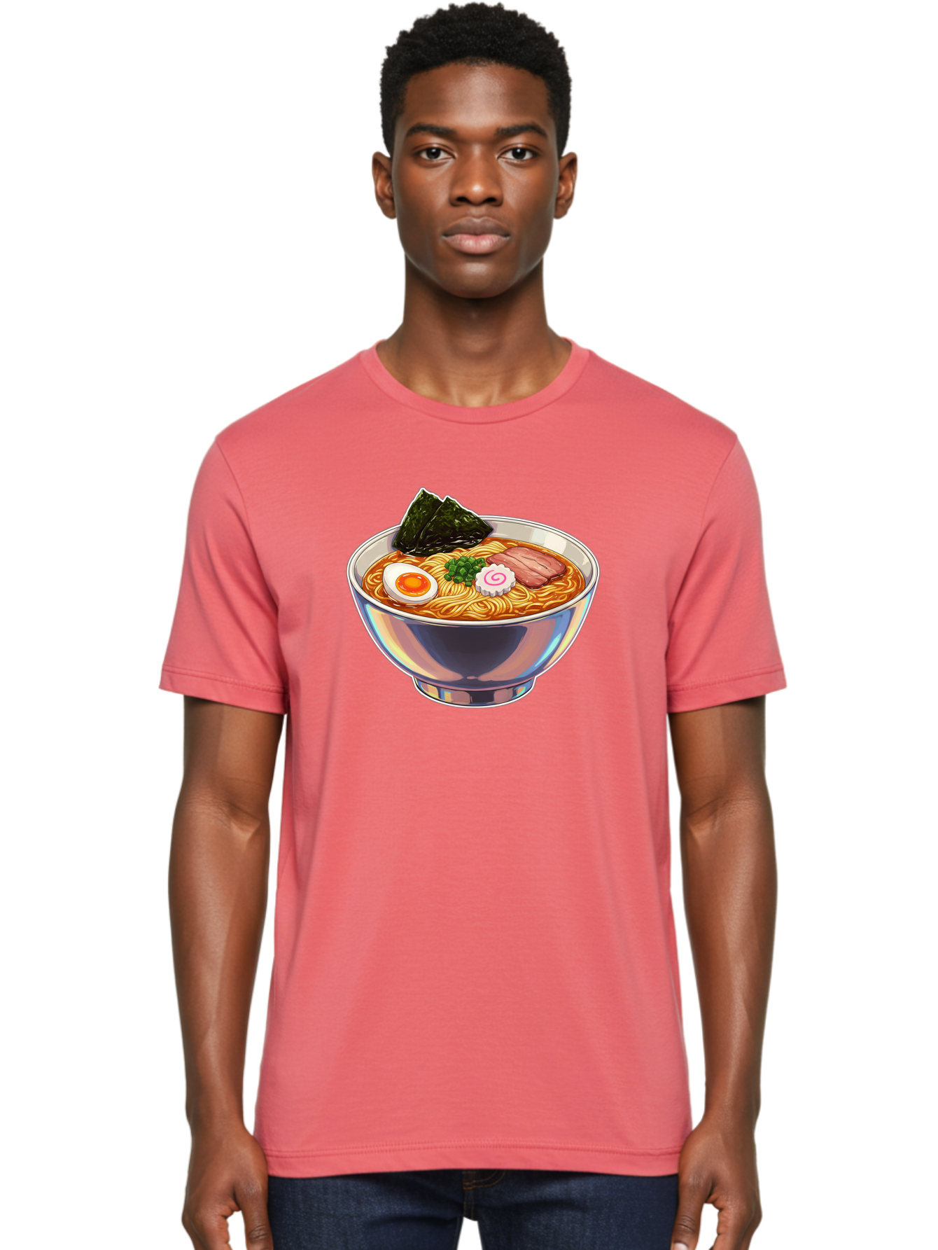 Ramen-8 Men'S Graphic Tee, 100% Cotton, Comfortable Casual Summer Wear, Machine Washable, Bowl Of Ramen, Japanese Cuisine, Egg, Seaweed, Pork, Noodles, Savory Broth, Appetizing Meal, Food Illustration, Delicious Dish Bae705