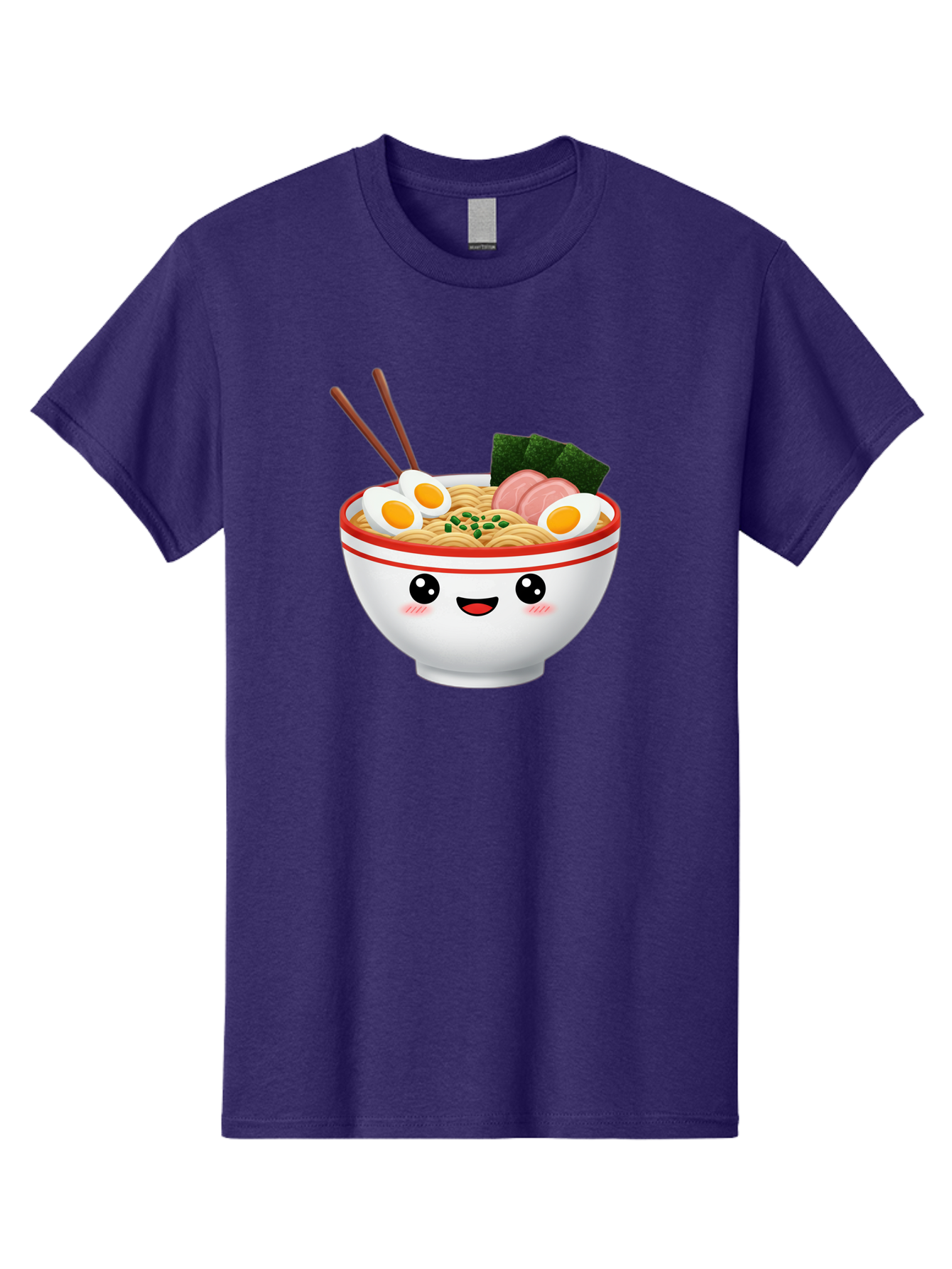 Ramen-Bowl-1 Men'S Graphic Tee, 100% Cotton, Comfortable Casual Summer Wear, Machine Washable, Cartoon Ramen Bowl, Steaming Hot Ramen, Boiled Egg, Sliced Ham, Seaweed, Chopsticks, Kawaii Food, Japanese Cuisine, Noodle Soup, Anime Style, Bae706