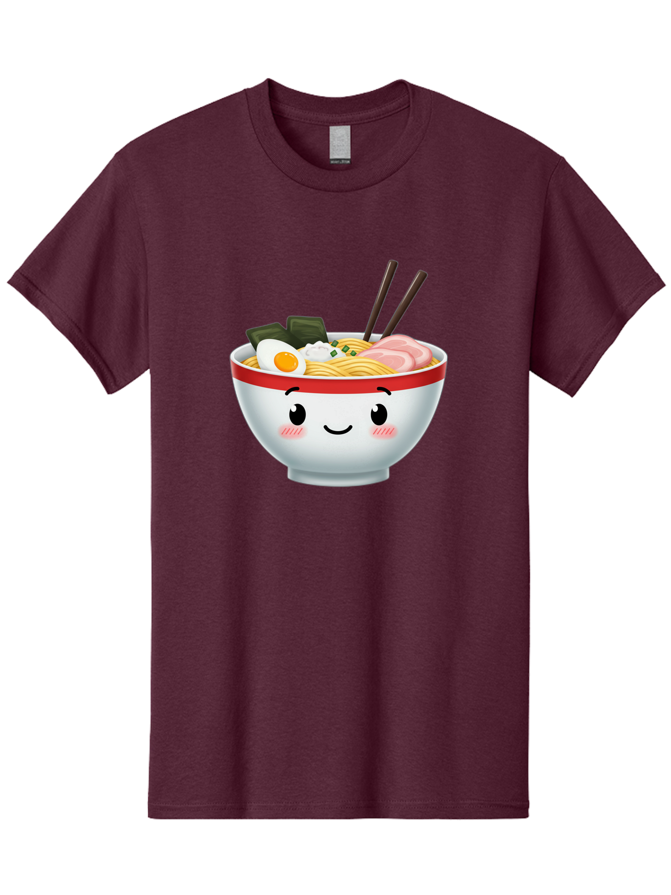 Ramen-Bowl-4 Men'S Graphic Tee, 100% Cotton, Comfortable Casual Summer Wear, Machine Washable, Japanese Ramen, Steaming Hot Noodles, Boiled Egg, Seaweed, Pork Slices, Chopsticks, Kawaii Cartoon, Foodie, Tasty Meal, Delicious Cuisine, Bae709