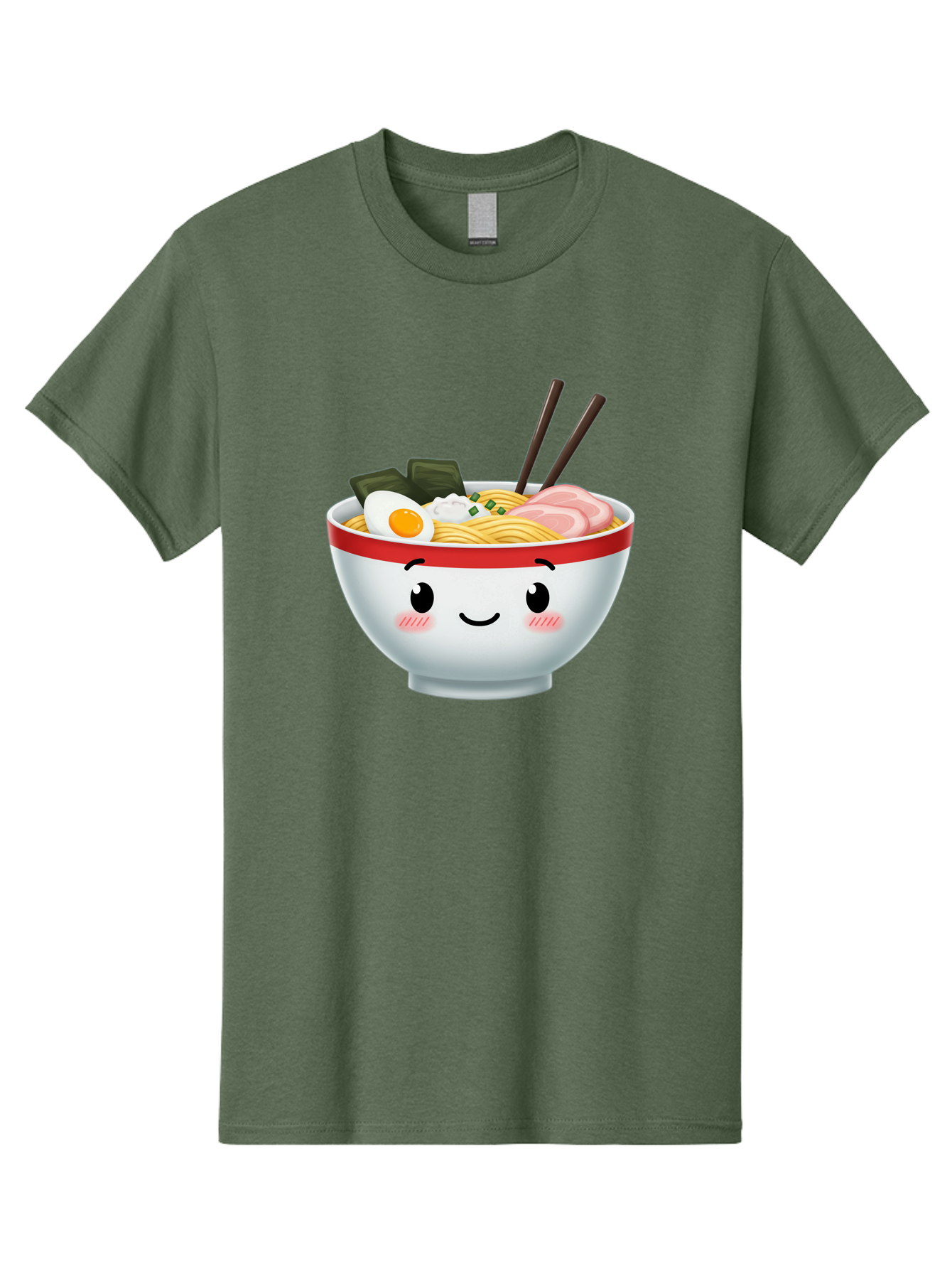 Ramen-Bowl-4 Men'S Graphic Tee, 100% Cotton, Comfortable Casual Summer Wear, Machine Washable, Japanese Ramen, Steaming Hot Noodles, Boiled Egg, Seaweed, Pork Slices, Chopsticks, Kawaii Cartoon, Foodie, Tasty Meal, Delicious Cuisine, Bae709
