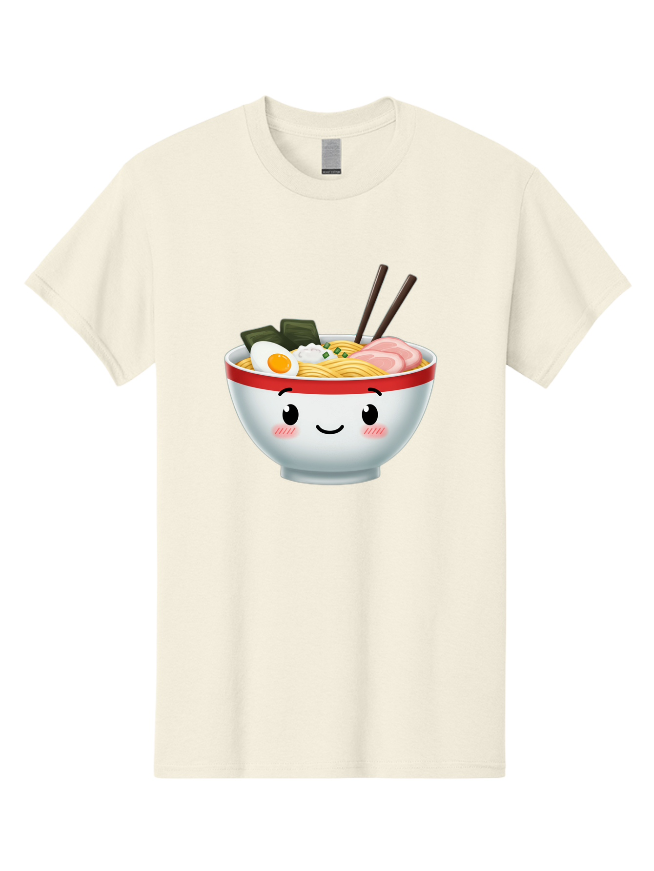 Ramen-Bowl-4 Men'S Graphic Tee, 100% Cotton, Comfortable Casual Summer Wear, Machine Washable, Japanese Ramen, Steaming Hot Noodles, Boiled Egg, Seaweed, Pork Slices, Chopsticks, Kawaii Cartoon, Foodie, Tasty Meal, Delicious Cuisine, Bae709