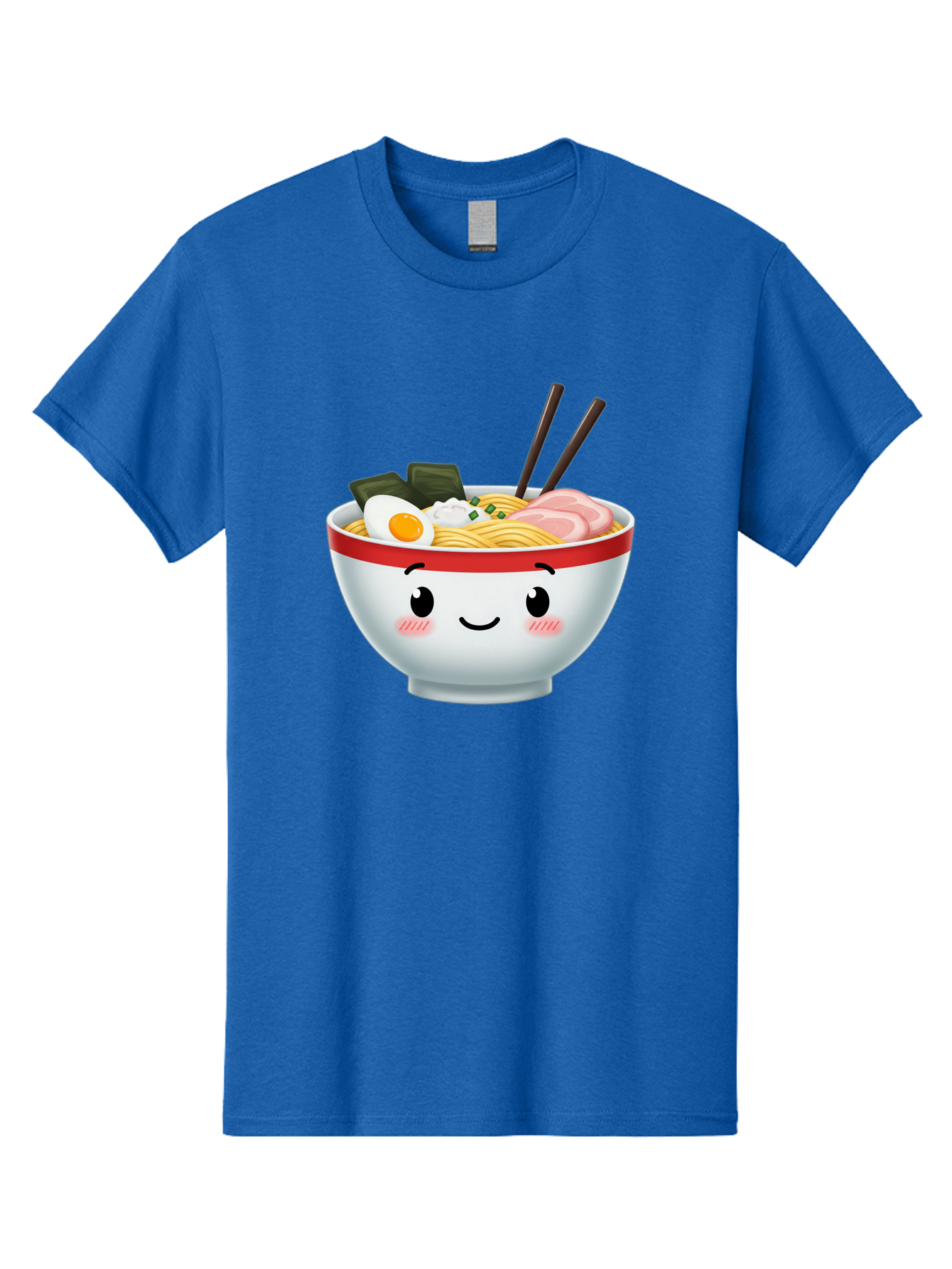 Ramen-Bowl-4 Men'S Graphic Tee, 100% Cotton, Comfortable Casual Summer Wear, Machine Washable, Japanese Ramen, Steaming Hot Noodles, Boiled Egg, Seaweed, Pork Slices, Chopsticks, Kawaii Cartoon, Foodie, Tasty Meal, Delicious Cuisine, Bae709