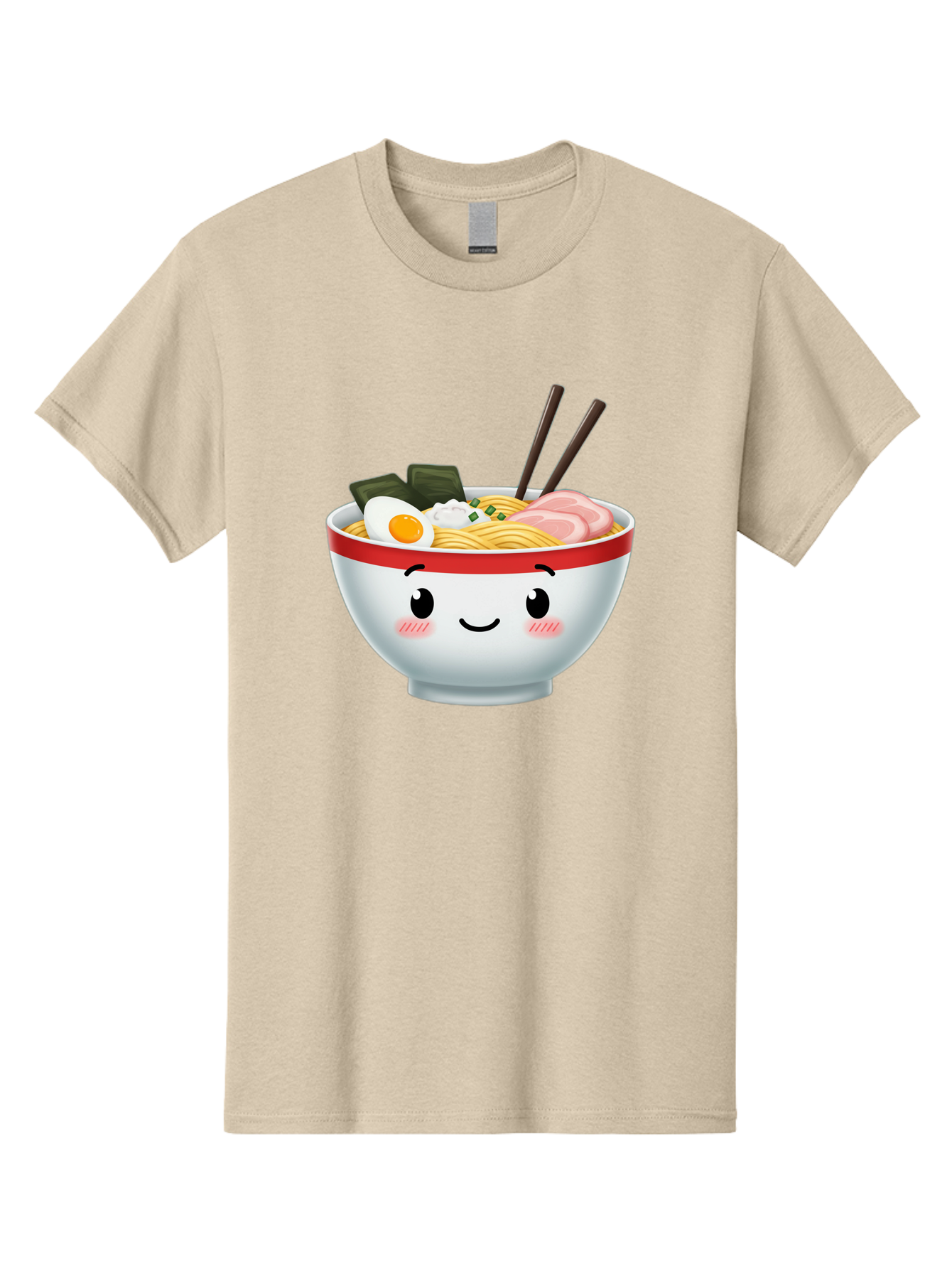 Ramen-Bowl-4 Men'S Graphic Tee, 100% Cotton, Comfortable Casual Summer Wear, Machine Washable, Japanese Ramen, Steaming Hot Noodles, Boiled Egg, Seaweed, Pork Slices, Chopsticks, Kawaii Cartoon, Foodie, Tasty Meal, Delicious Cuisine, Bae709