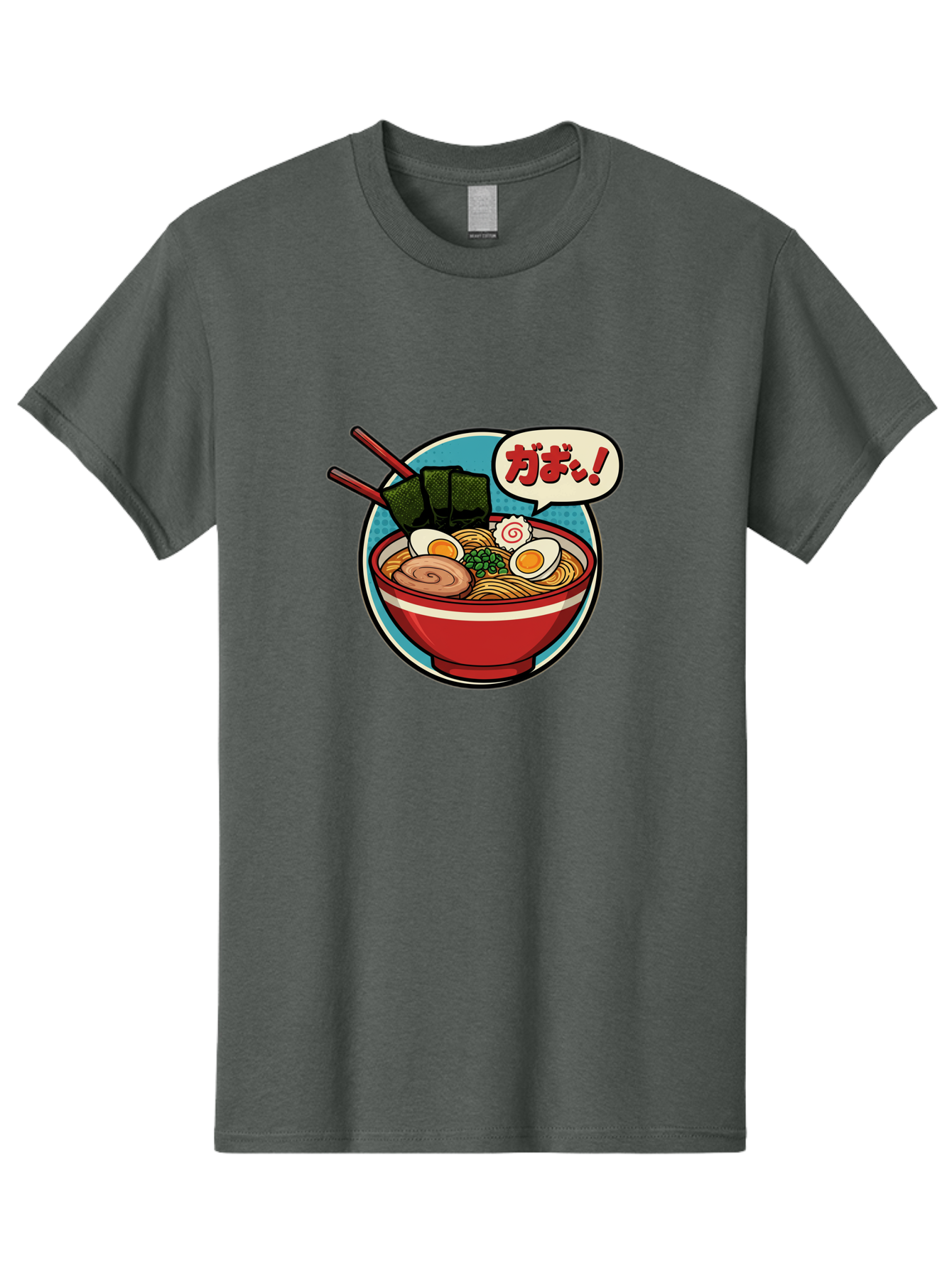 Ramen-Bowl-6 Men'S Graphic Tee, 100% Cotton, Comfortable Casual Summer Wear, Machine Washable, Ramen, Bowl Of Noodles, Japanese Cuisine, Egg, Seaweed, Food Illustration, Cartoon-Style, Chopsticks, Spiral Pattern, Boiled Egg, Savory Dish Bae711