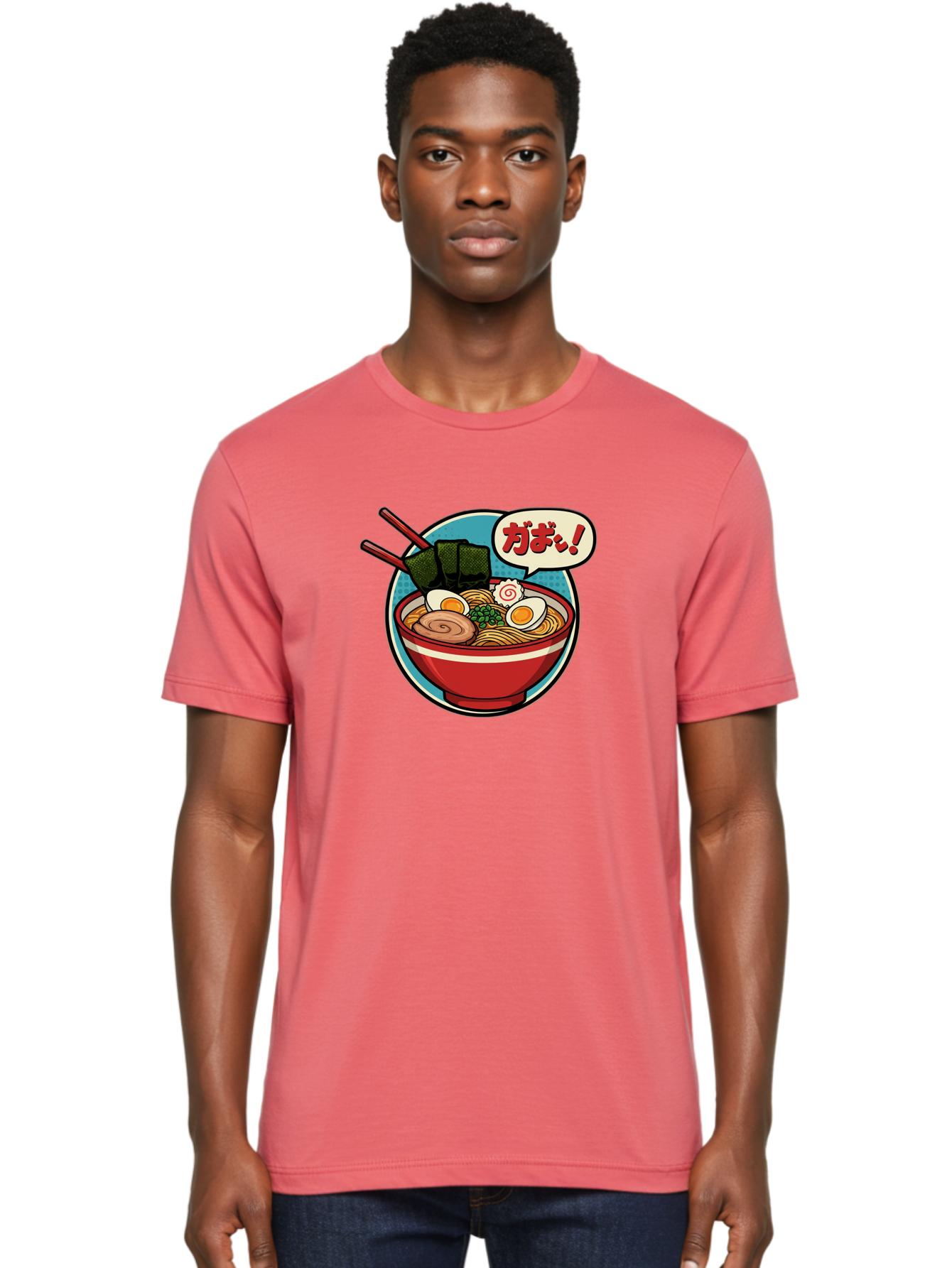 Ramen-Bowl-6 Men'S Graphic Tee, 100% Cotton, Comfortable Casual Summer Wear, Machine Washable, Ramen, Bowl Of Noodles, Japanese Cuisine, Egg, Seaweed, Food Illustration, Cartoon-Style, Chopsticks, Spiral Pattern, Boiled Egg, Savory Dish Bae711