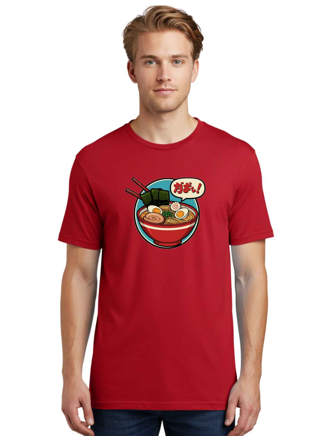 Ramen-Bowl-6 Men'S Graphic Tee, 100% Cotton, Comfortable Casual Summer Wear, Machine Washable, Ramen, Bowl Of Noodles, Japanese Cuisine, Egg, Seaweed, Food Illustration, Cartoon-Style, Chopsticks, Spiral Pattern, Boiled Egg, Savory Dish Bae711