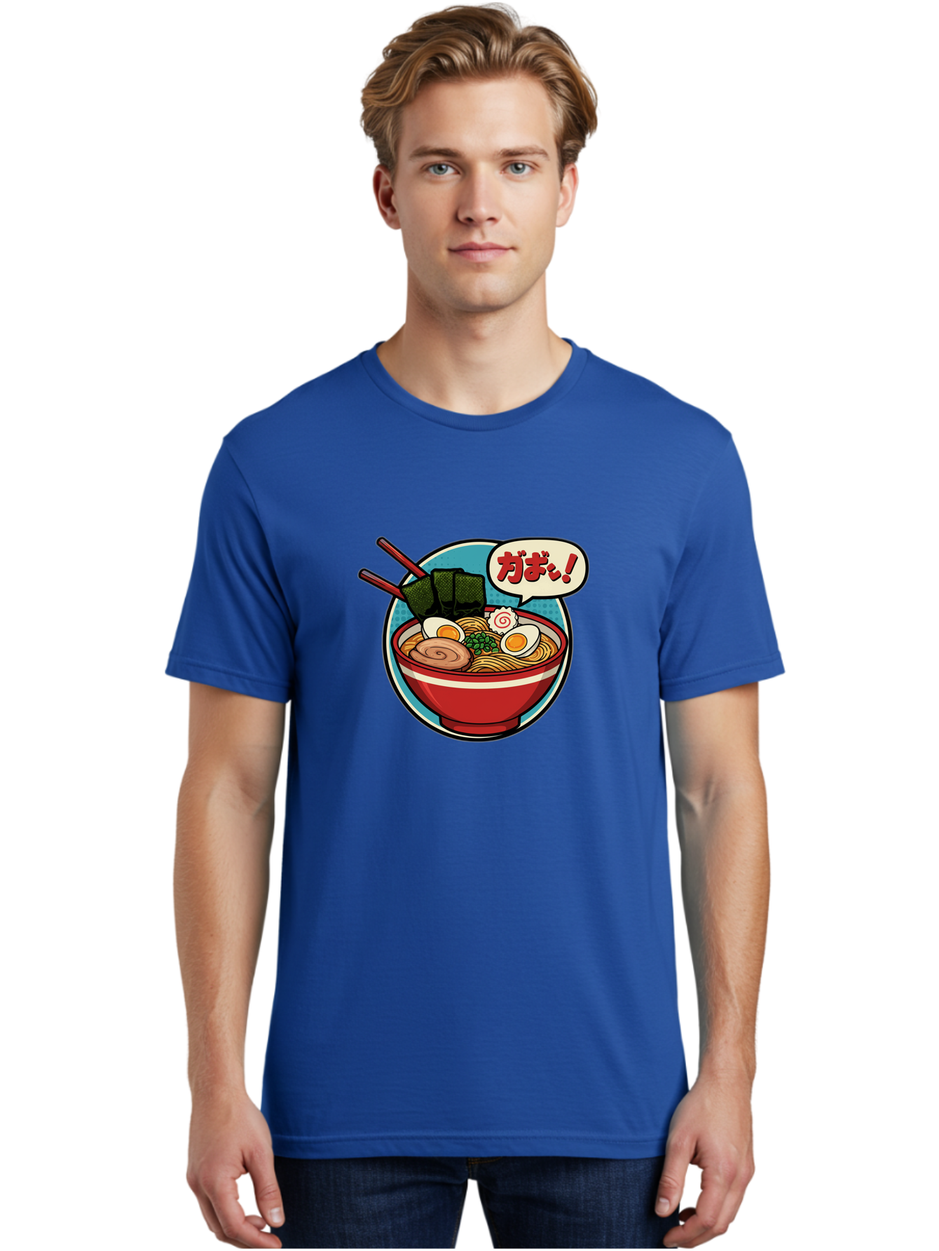 Ramen-Bowl-6 Men'S Graphic Tee, 100% Cotton, Comfortable Casual Summer Wear, Machine Washable, Ramen, Bowl Of Noodles, Japanese Cuisine, Egg, Seaweed, Food Illustration, Cartoon-Style, Chopsticks, Spiral Pattern, Boiled Egg, Savory Dish Bae711