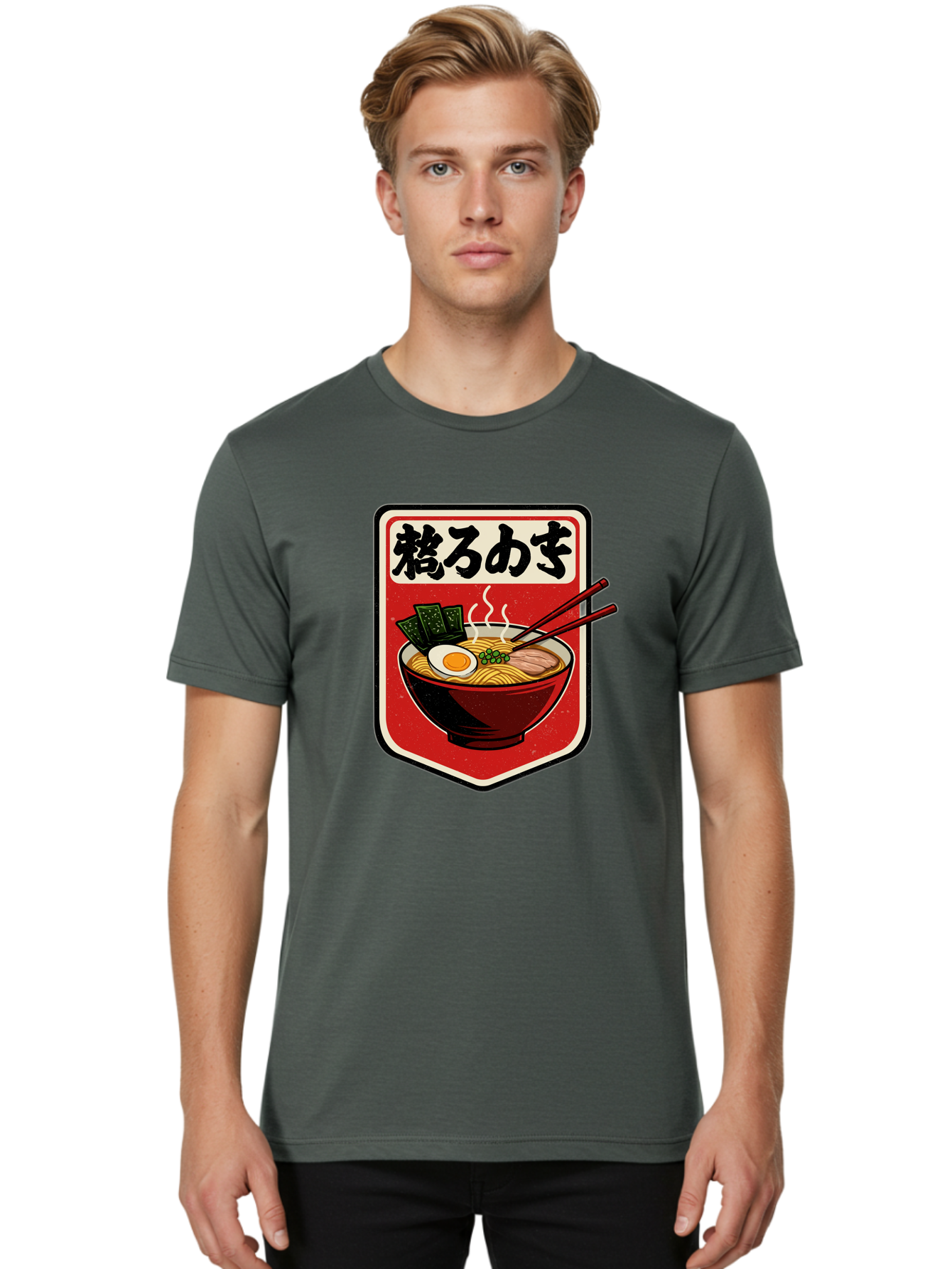 Ramen-Bowl-Aesthetic Men'S Graphic Tee, 100% Cotton, Comfortable Casual Summer Wear, Machine Washable, Steaming Hot Ramen, Japanese Cuisine, Noodle Soup, Egg And Seaweed Toppings, Chopsticks, Kakarou Mushi, Savory Broth, Asian Food, Bae712