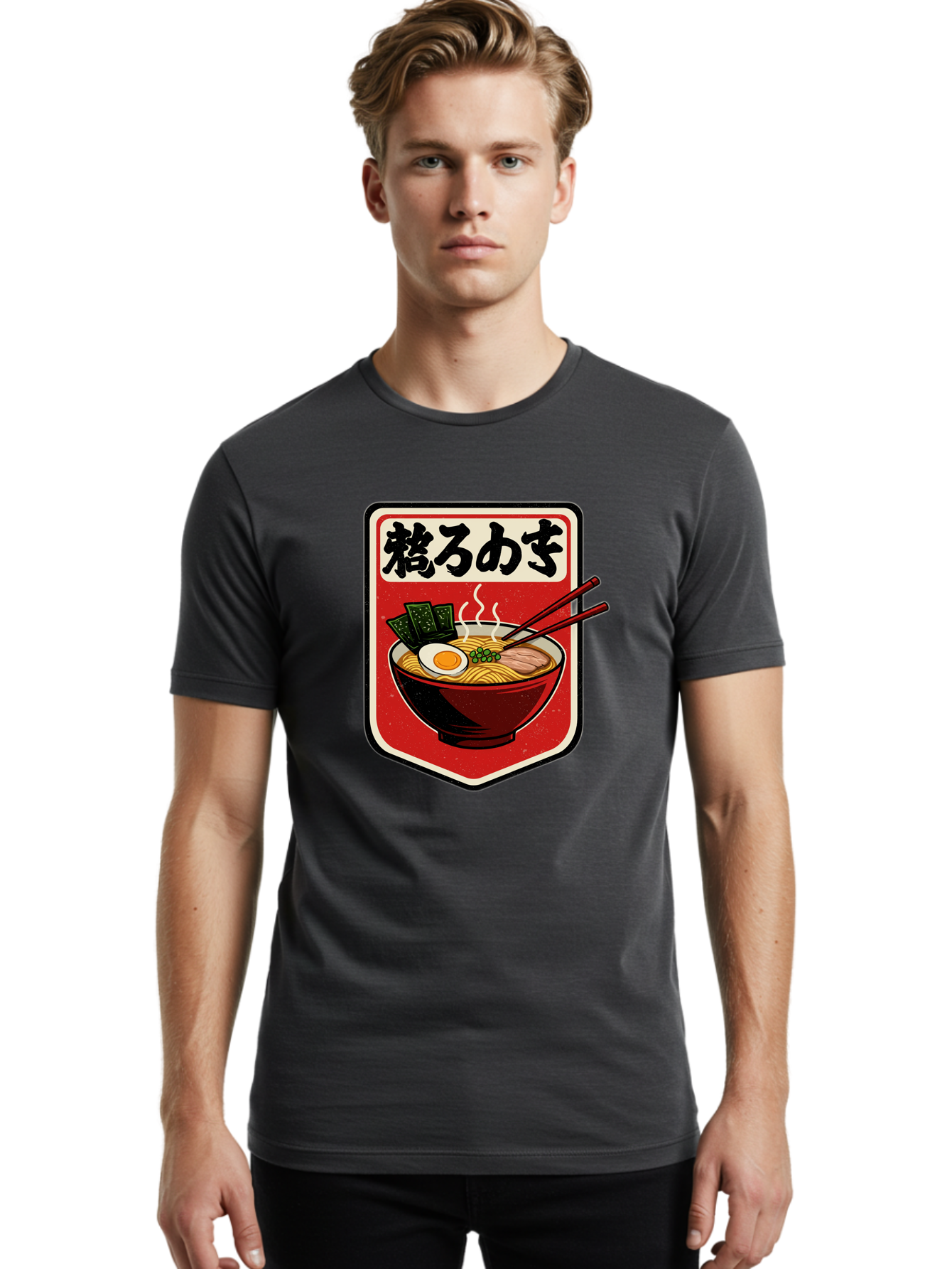 Ramen-Bowl-Aesthetic Men'S Graphic Tee, 100% Cotton, Comfortable Casual Summer Wear, Machine Washable, Steaming Hot Ramen, Japanese Cuisine, Noodle Soup, Egg And Seaweed Toppings, Chopsticks, Kakarou Mushi, Savory Broth, Asian Food, Bae712
