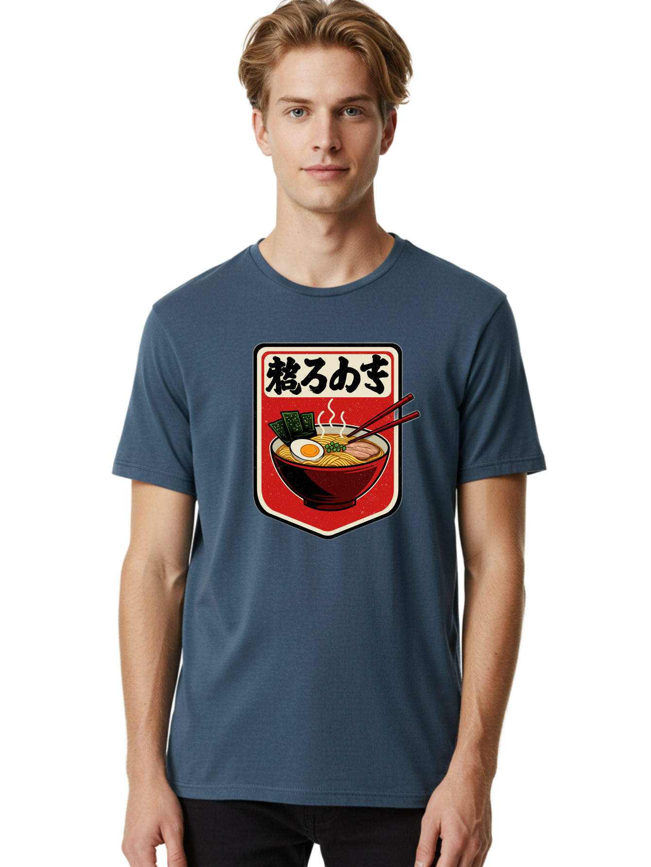 Ramen-Bowl-Aesthetic Men'S Graphic Tee, 100% Cotton, Comfortable Casual Summer Wear, Machine Washable, Steaming Hot Ramen, Japanese Cuisine, Noodle Soup, Egg And Seaweed Toppings, Chopsticks, Kakarou Mushi, Savory Broth, Asian Food, Bae712