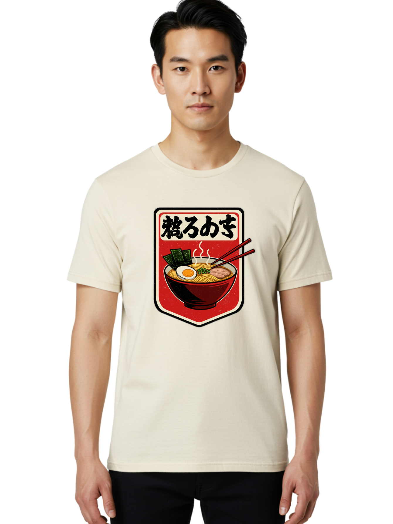 Ramen-Bowl-Aesthetic Men'S Graphic Tee, 100% Cotton, Comfortable Casual Summer Wear, Machine Washable, Steaming Hot Ramen, Japanese Cuisine, Noodle Soup, Egg And Seaweed Toppings, Chopsticks, Kakarou Mushi, Savory Broth, Asian Food, Bae712