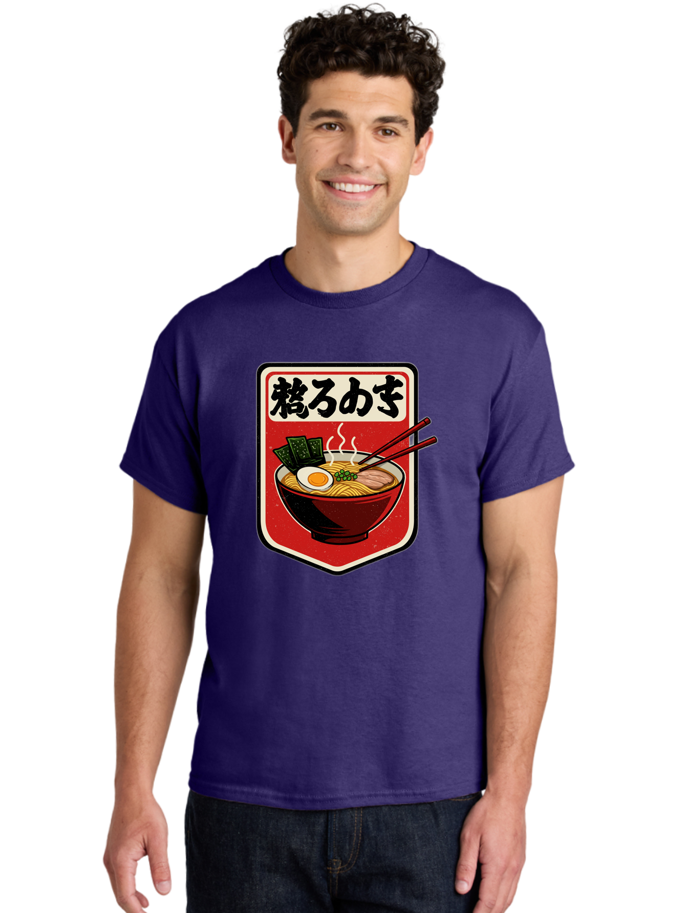Ramen-Bowl-Aesthetic Men'S Graphic Tee, 100% Cotton, Comfortable Casual Summer Wear, Machine Washable, Steaming Hot Ramen, Japanese Cuisine, Noodle Soup, Egg And Seaweed Toppings, Chopsticks, Kakarou Mushi, Savory Broth, Asian Food, Bae712