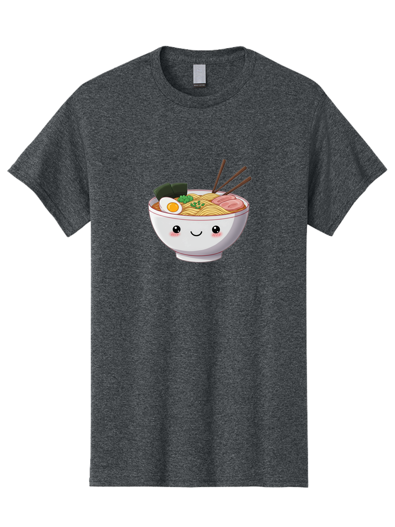 Ramen-Bowl Men'S Graphic Tee, 100% Cotton, Comfortable Casual Summer Wear, Machine Washable, Steaming Hot Ramen, Cartoon Noodle Bowl, Appetizing Meal, Kawaii Food, Delicious Japanese Cuisine, Smiling Bowl, Egg, Seaweed, Pork Slice, Chopsticks Bae713