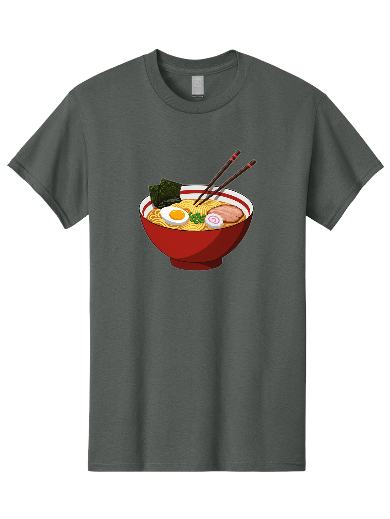 Ramen-Noodle-Bowl-2 Men'S Graphic Tee, 100% Cotton, Comfortable Casual Summer Wear, Machine Washable, Steaming Bowl Of Ramen, Japanese Noodle Soup, Boiled Egg, Sliced Pork, Seaweed, Green Onions, Chopsticks, Asian Cuisine, Noodle Dish, Bae715