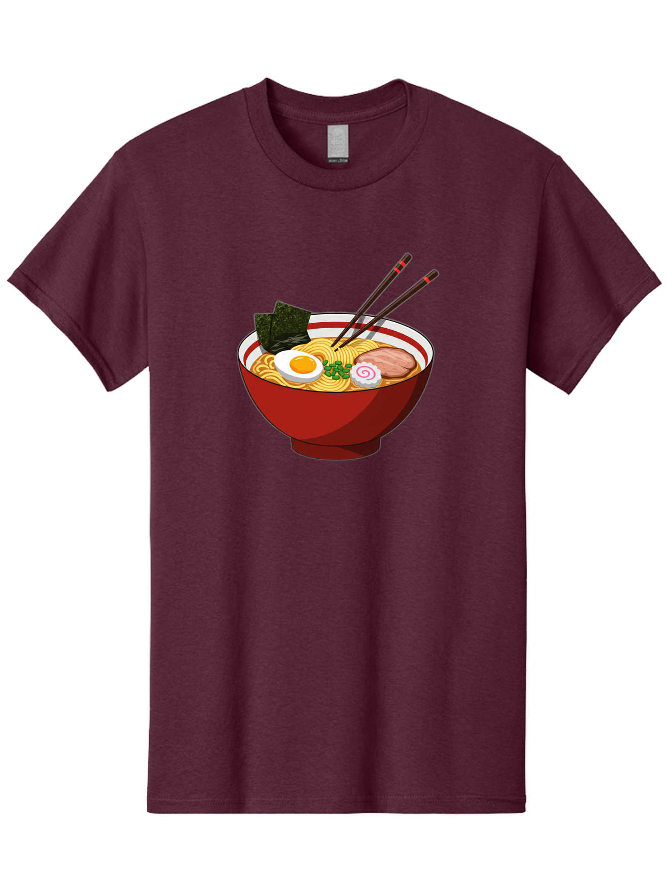 Ramen-Noodle-Bowl-2 Men'S Graphic Tee, 100% Cotton, Comfortable Casual Summer Wear, Machine Washable, Steaming Bowl Of Ramen, Japanese Noodle Soup, Boiled Egg, Sliced Pork, Seaweed, Green Onions, Chopsticks, Asian Cuisine, Noodle Dish, Bae715