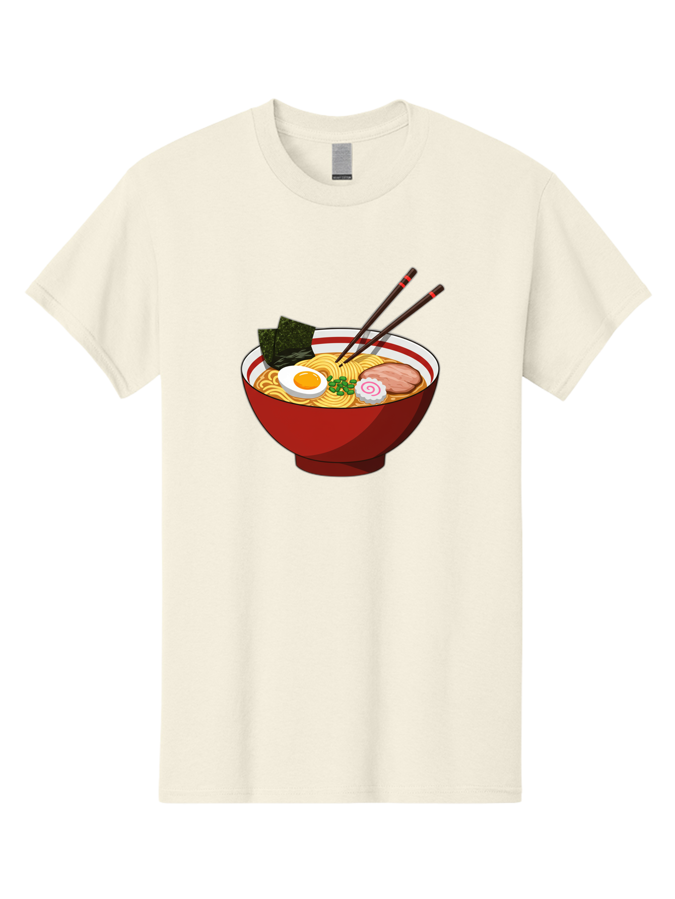 Ramen-Noodle-Bowl-2 Men'S Graphic Tee, 100% Cotton, Comfortable Casual Summer Wear, Machine Washable, Steaming Bowl Of Ramen, Japanese Noodle Soup, Boiled Egg, Sliced Pork, Seaweed, Green Onions, Chopsticks, Asian Cuisine, Noodle Dish, Bae715