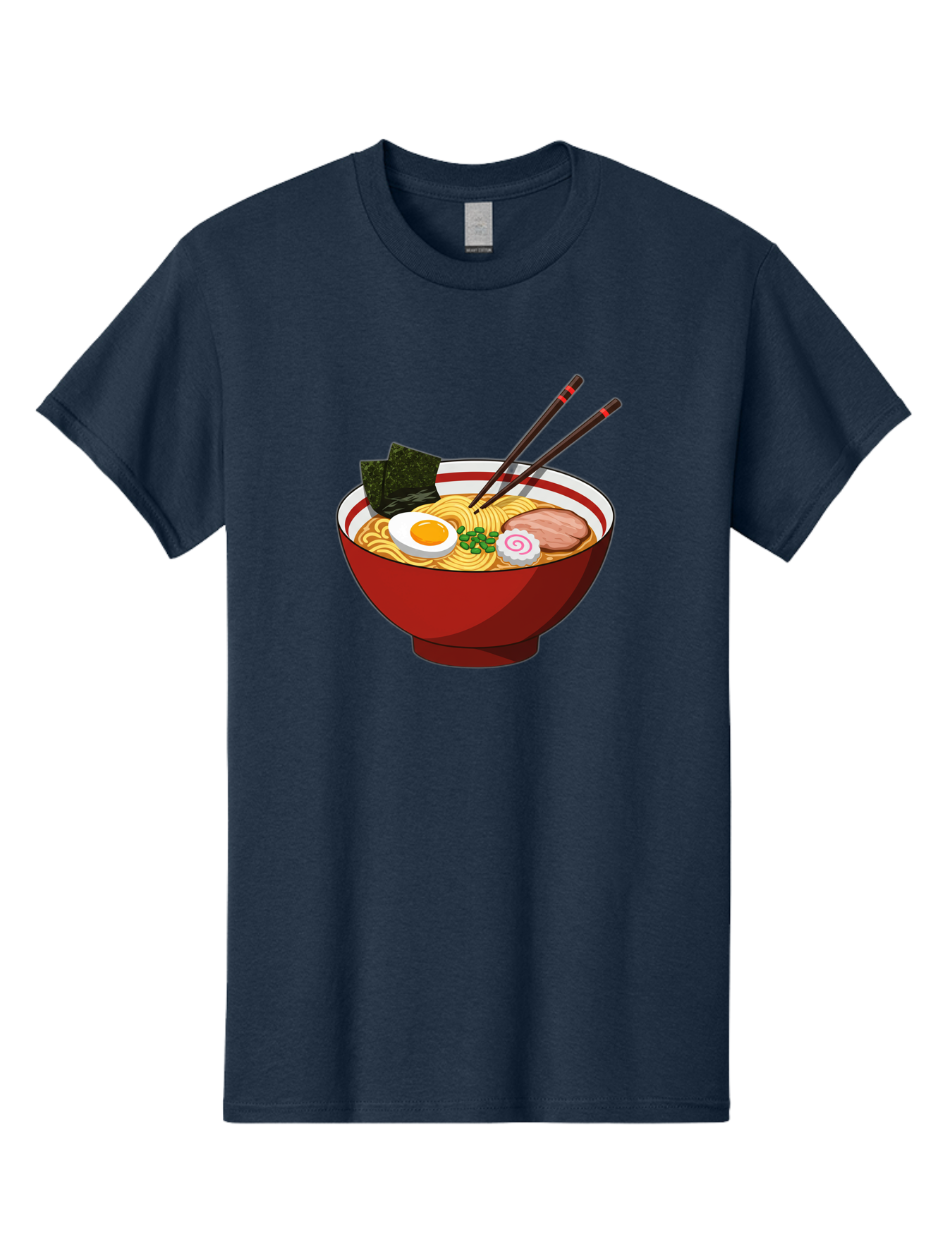 Ramen-Noodle-Bowl-2 Men'S Graphic Tee, 100% Cotton, Comfortable Casual Summer Wear, Machine Washable, Steaming Bowl Of Ramen, Japanese Noodle Soup, Boiled Egg, Sliced Pork, Seaweed, Green Onions, Chopsticks, Asian Cuisine, Noodle Dish, Bae715
