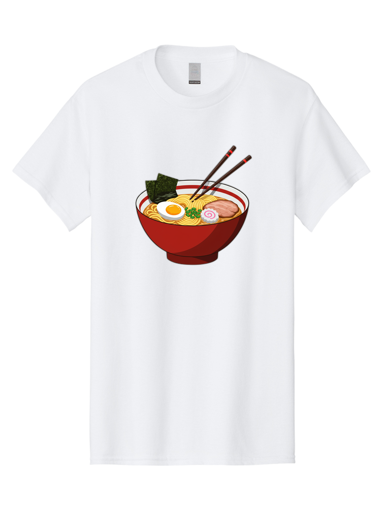 Ramen-Noodle-Bowl-2 Men'S Graphic Tee, 100% Cotton, Comfortable Casual Summer Wear, Machine Washable, Steaming Bowl Of Ramen, Japanese Noodle Soup, Boiled Egg, Sliced Pork, Seaweed, Green Onions, Chopsticks, Asian Cuisine, Noodle Dish, Bae715