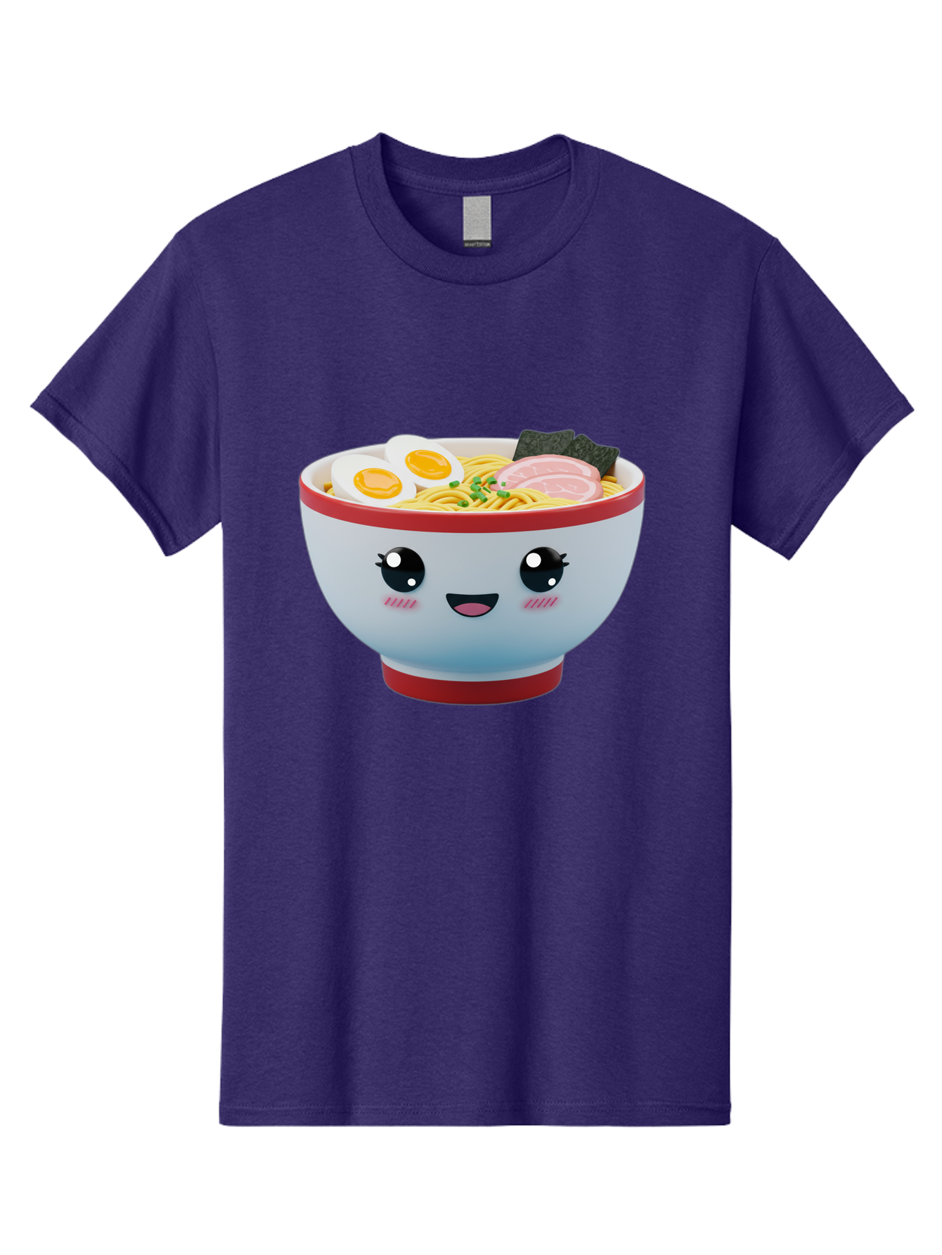 Ramen-Noodle-Bowl Men'S Graphic Tee, 100% Cotton, Comfortable Casual Summer Wear, Machine Washable, Kawaii Ramen Bowl, Cartoon Noodle Soup, Japanese Cuisine, Animated Food, Ramen Noodles, Boiled Egg, Seaweed, Sliced Ham, Cute Bowl, Bae716