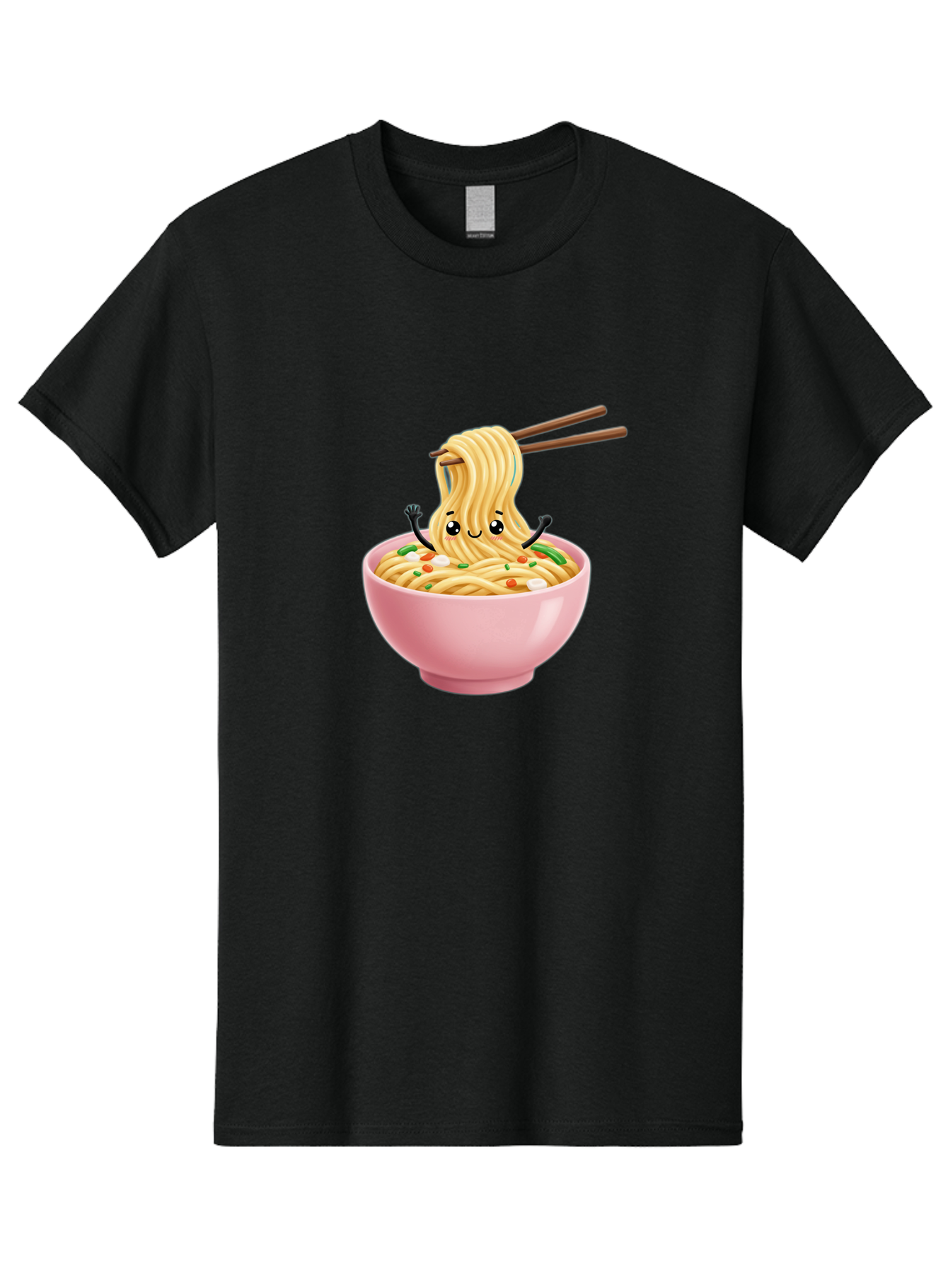 Ramen-Noodle-Character Men'S Graphic Tee, 100% Cotton, Comfortable Casual Summer Wear, Machine Washable, Cartoon Noodles, Ramen Noodles, Noodle Character, Kawaii Food, Cute Noodles, Asian Cuisine, Noodle Bowl, Tasty Noodles, Foodie Art, Bae717