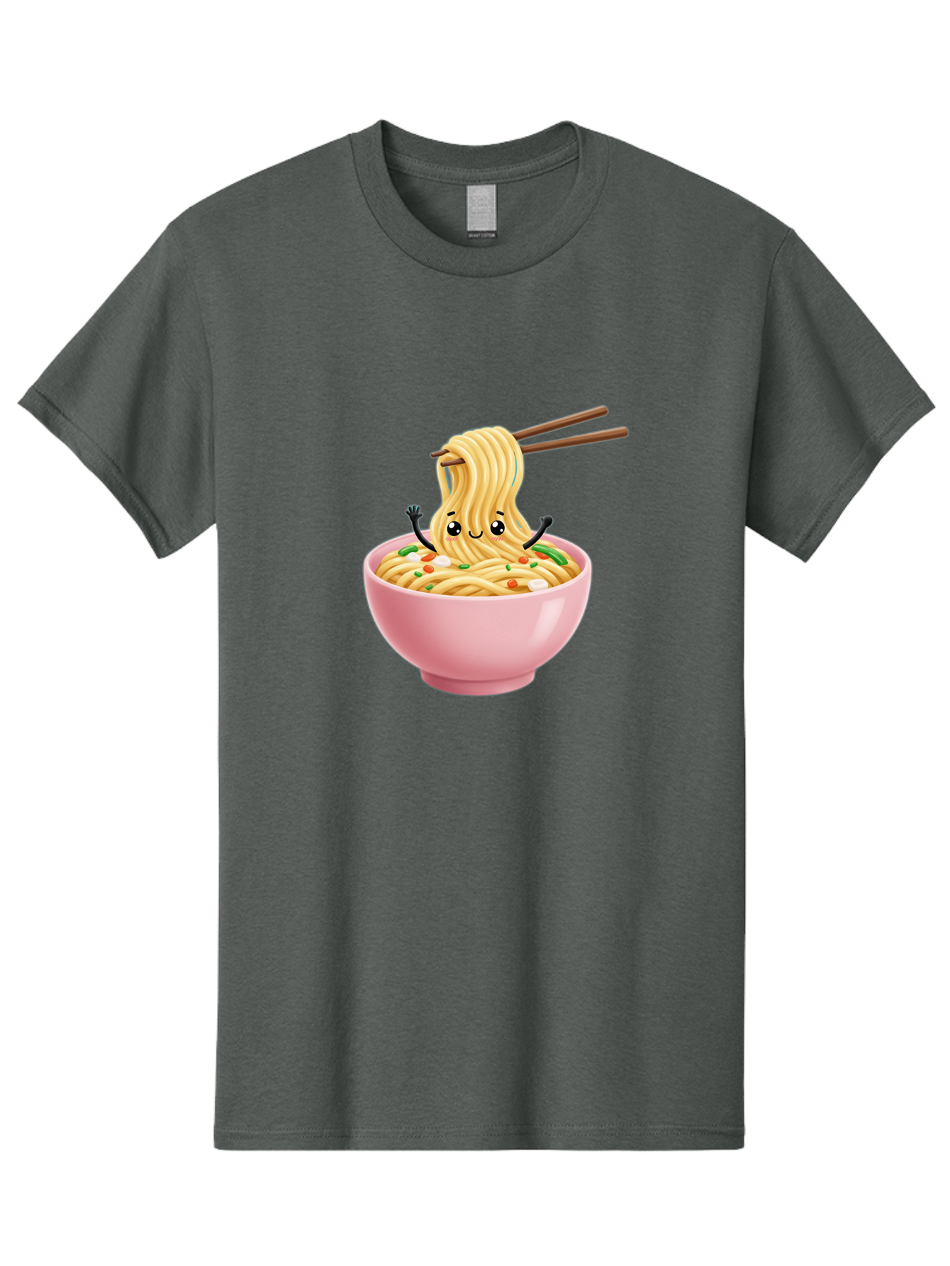 Ramen-Noodle-Character Men'S Graphic Tee, 100% Cotton, Comfortable Casual Summer Wear, Machine Washable, Cartoon Noodles, Ramen Noodles, Noodle Character, Kawaii Food, Cute Noodles, Asian Cuisine, Noodle Bowl, Tasty Noodles, Foodie Art, Bae717