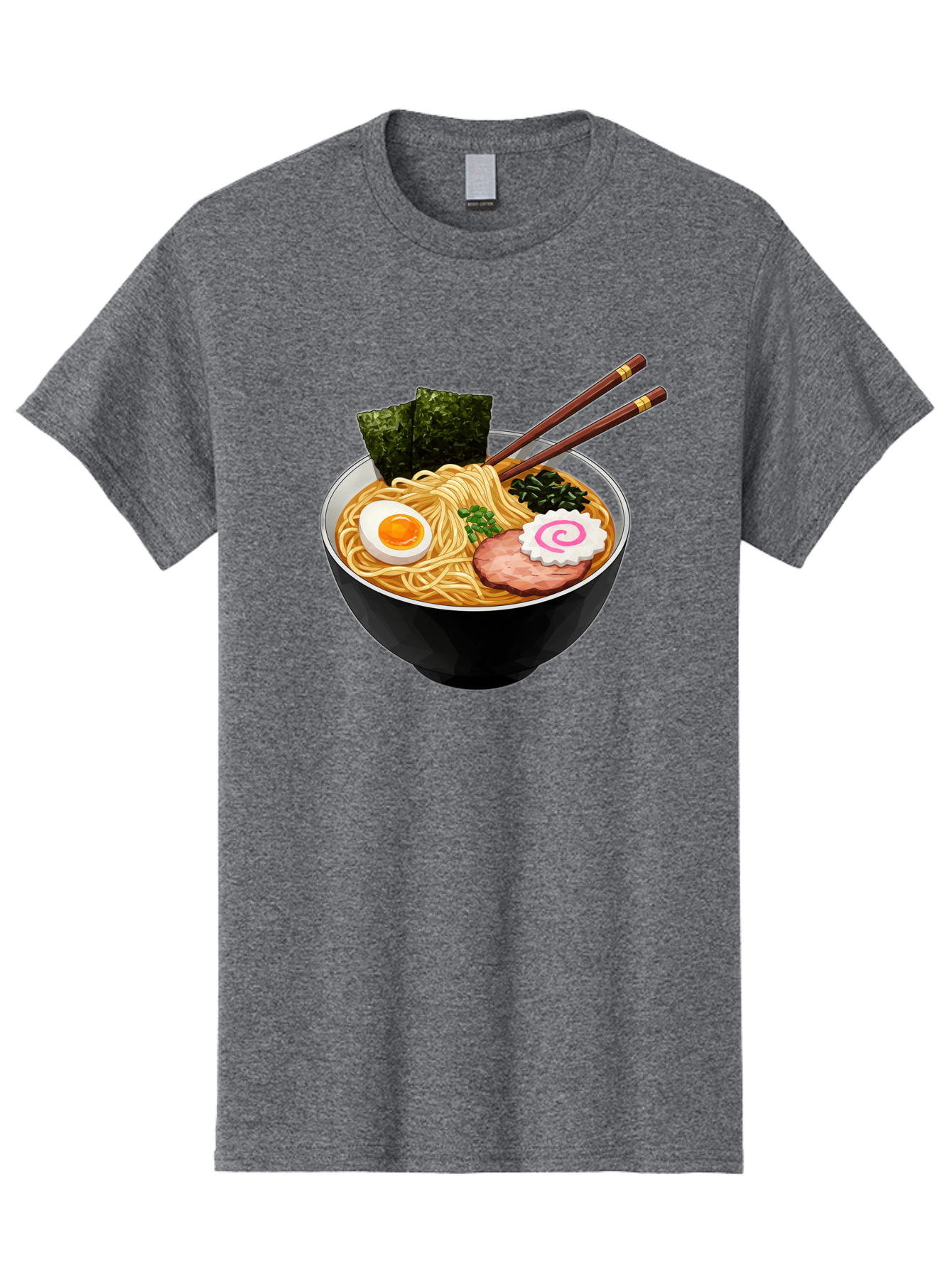 Ramen-Noodles-1 Men'S Graphic Tee, 100% Cotton, Comfortable Casual Summer Wear, Machine Washable, Bowl Of Ramen, Steaming Hot Noodles, Savory Broth, Boiled Egg, Sliced Pork, Seaweed, Green Onions, Fish Cake, Chopsticks, Asian Cuisine, Bae718